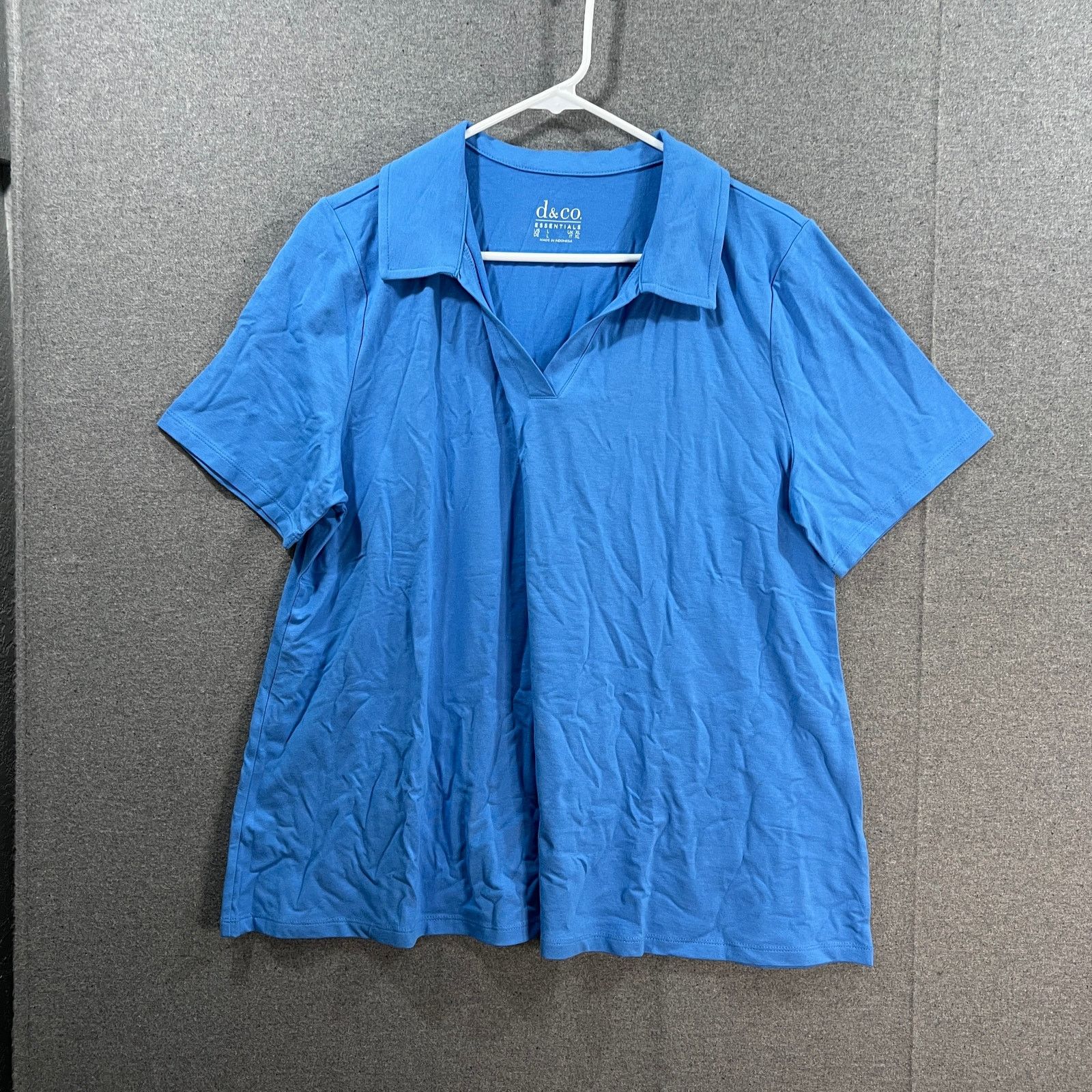 Denim & Co. Denim & co. Essentials Favorite Jersey Polo Collar Top Mari Size L / US 10 / IT 46 - 1 Thumbnail