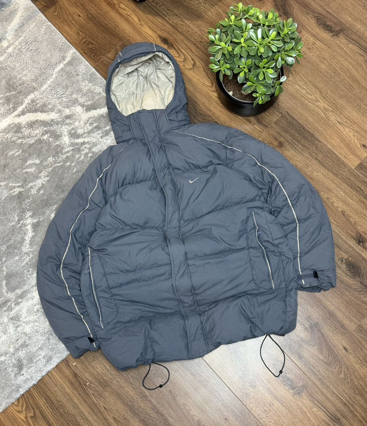 00s Nike Vintage Hooded Drill Down Jacket Y2K