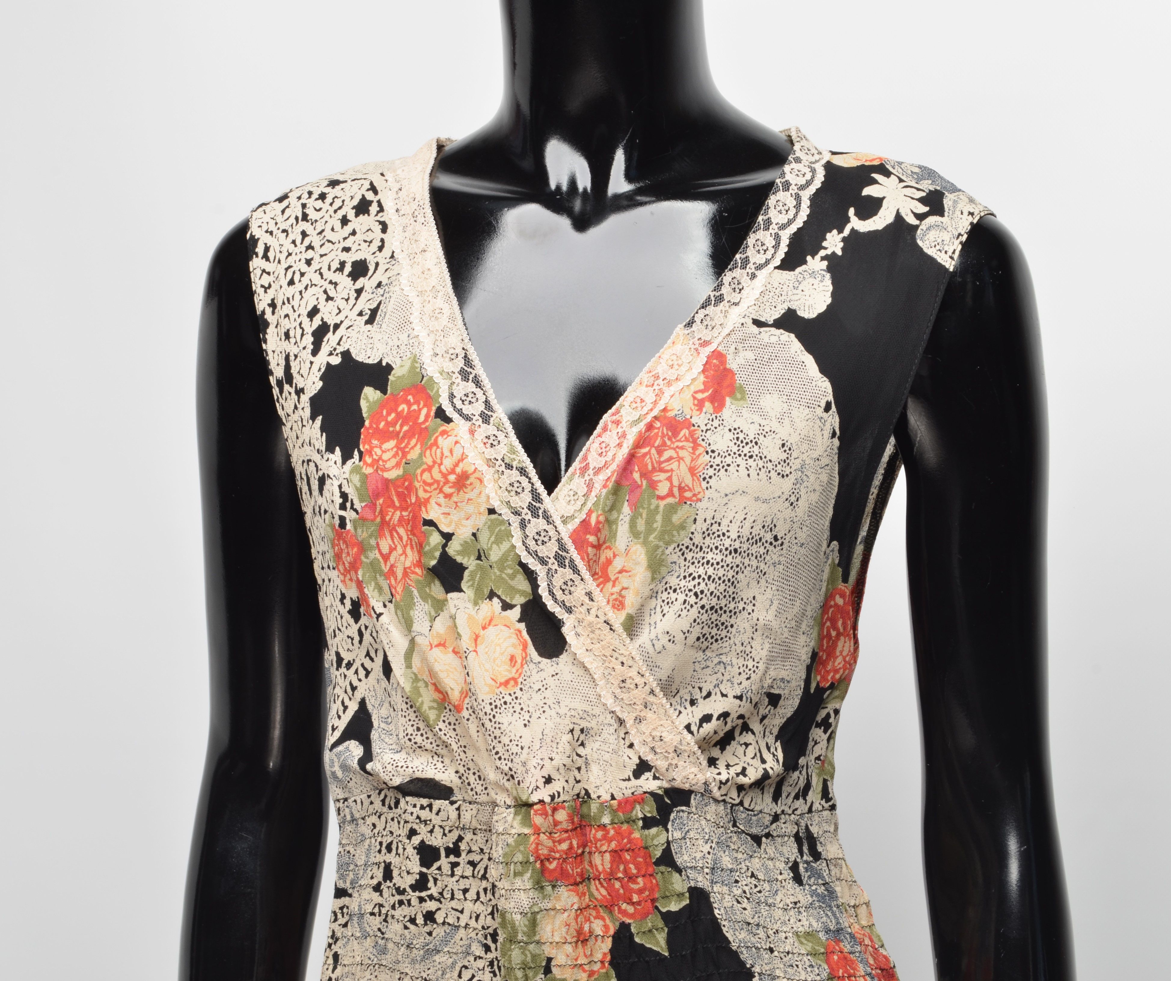 Vintage Vintage Wallis Y2K Mesh Floral V-Neck Blouse Top Size L / US 10 / IT 46 - 2 Thumbnail