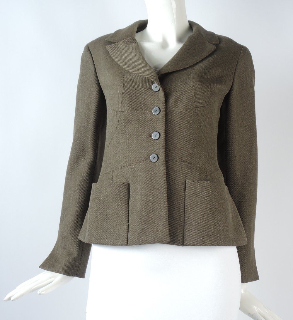 image of Chanel O1Smst1Ft0424 Blazer In Olive Green, Women's (Size XS)