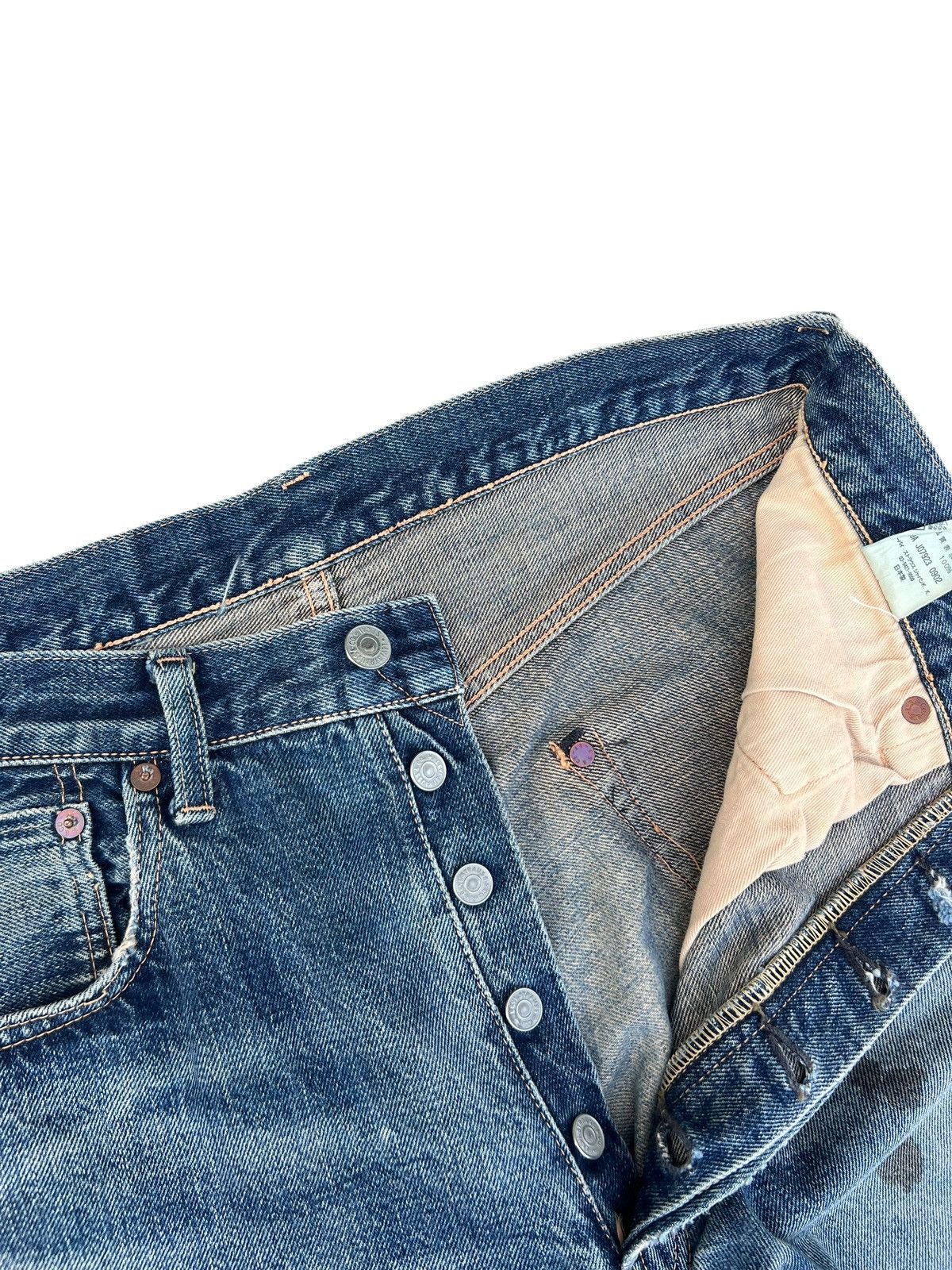 Levi's Vintage Clothing VTG 2002 Levi’s LVC Distress Denim Selvedge Jeans Trashed Size US 32 / EU 48 - 7 Thumbnail