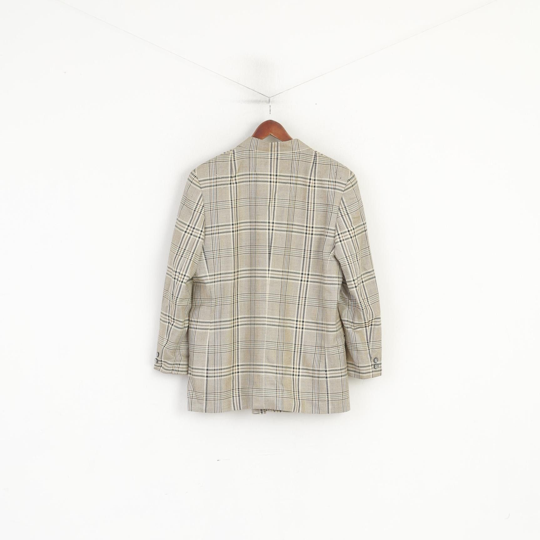Vintage Sebastiano Women 42 XL Blazer Beige Wool Check 6220 Size L / US 10 / IT 46 - 9 Thumbnail