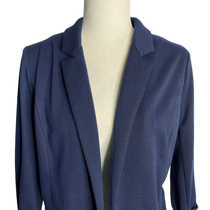 Other Skies are Blue Asa Knit Blazer Jacket M Blue Open Front 3/4 | Grailed