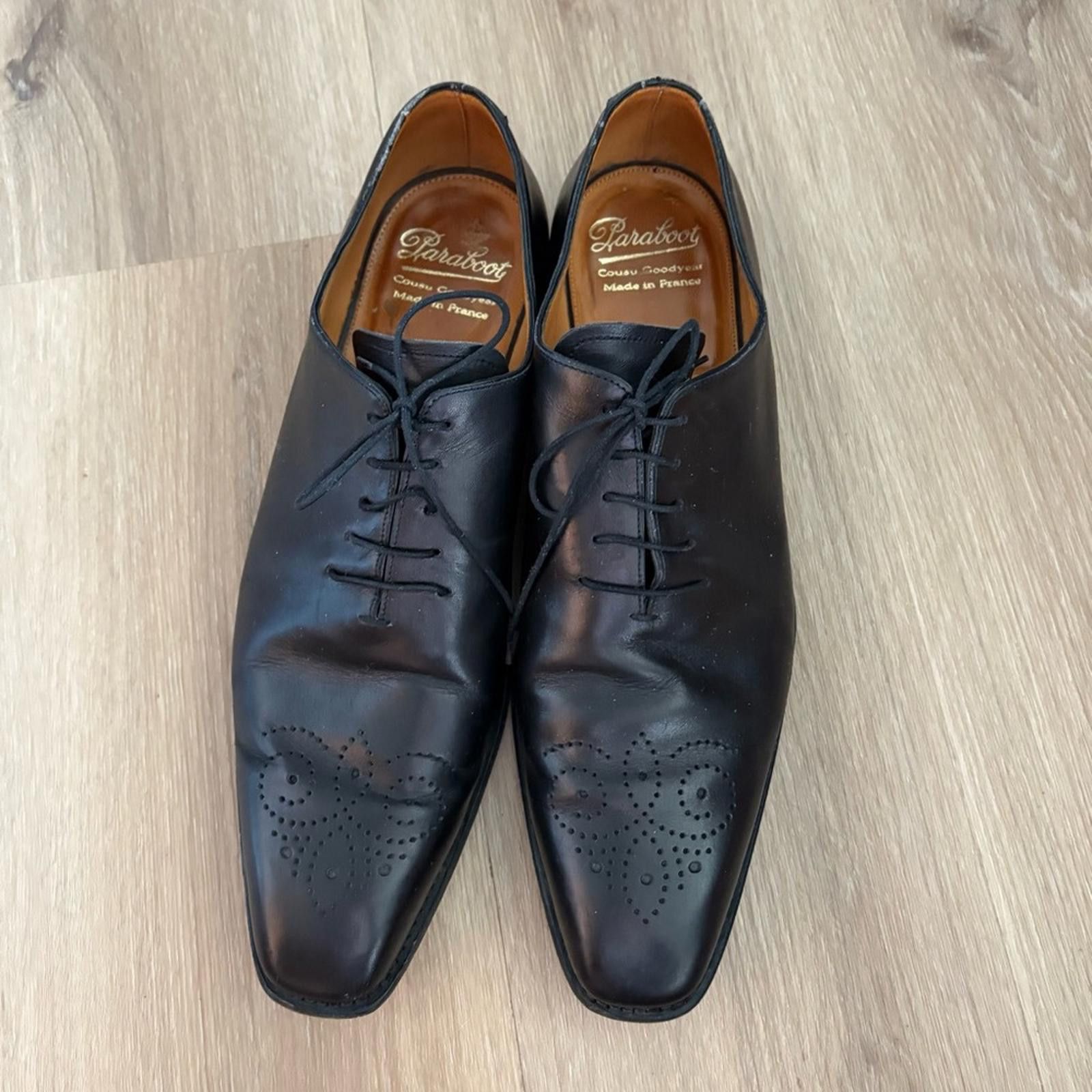 Paraboot Paraboot Men’s Black Leather Oxford Dress Shoes – Size 10 Size US 10 / EU 43 - 2 Thumbnail
