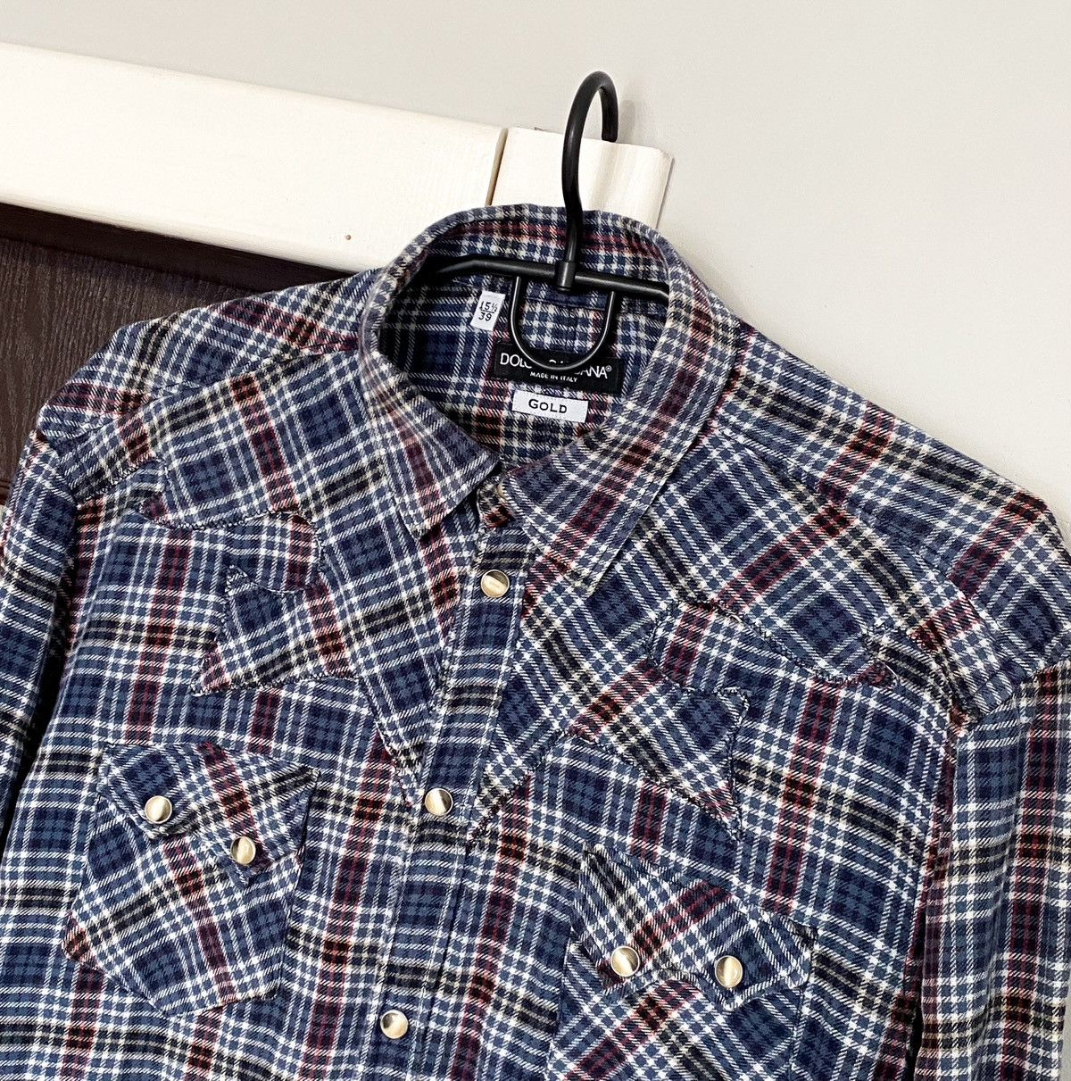 Dolce & Gabbana Dolce & Gabbana Gold Flannel Plaid Shirt Size US M / EU 48-50 / 2 - 3 Thumbnail