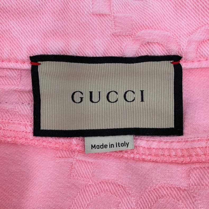 Gucci Gucci Pink logo jacquad full-print cotton casual denim sho Size 28" / US 6 / IT 42 - 6 Thumbnail