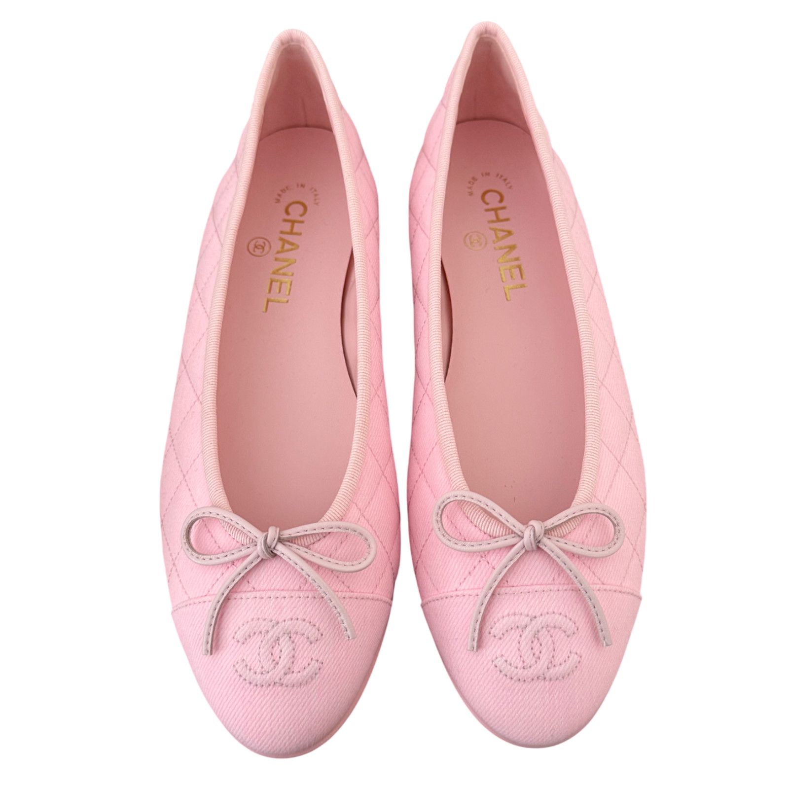 Chanel Chanel Light Pink Denim Quilted CC Logo Ballet Flat 36 Size US 5 / IT 35 - 1 Thumbnail