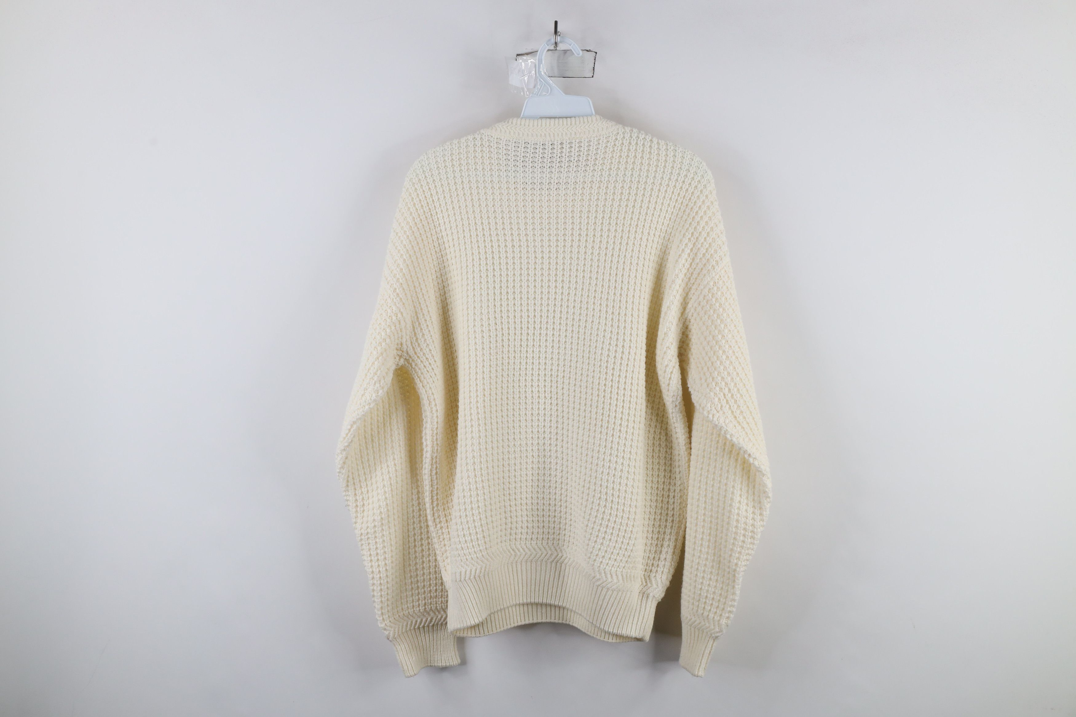 Vintage Vintage 90s Streetwear Chunky Thermal Knit Sweater Cream Size US M / EU 48-50 / 2 - 6 Thumbnail