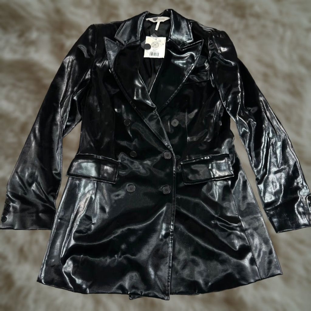 Vintage Lita by Ciara Womens Jacket Black L Size L XL Pockets Lined Shiny Double Breasted Size L / US 10 / IT 46 - 1 Thumbnail