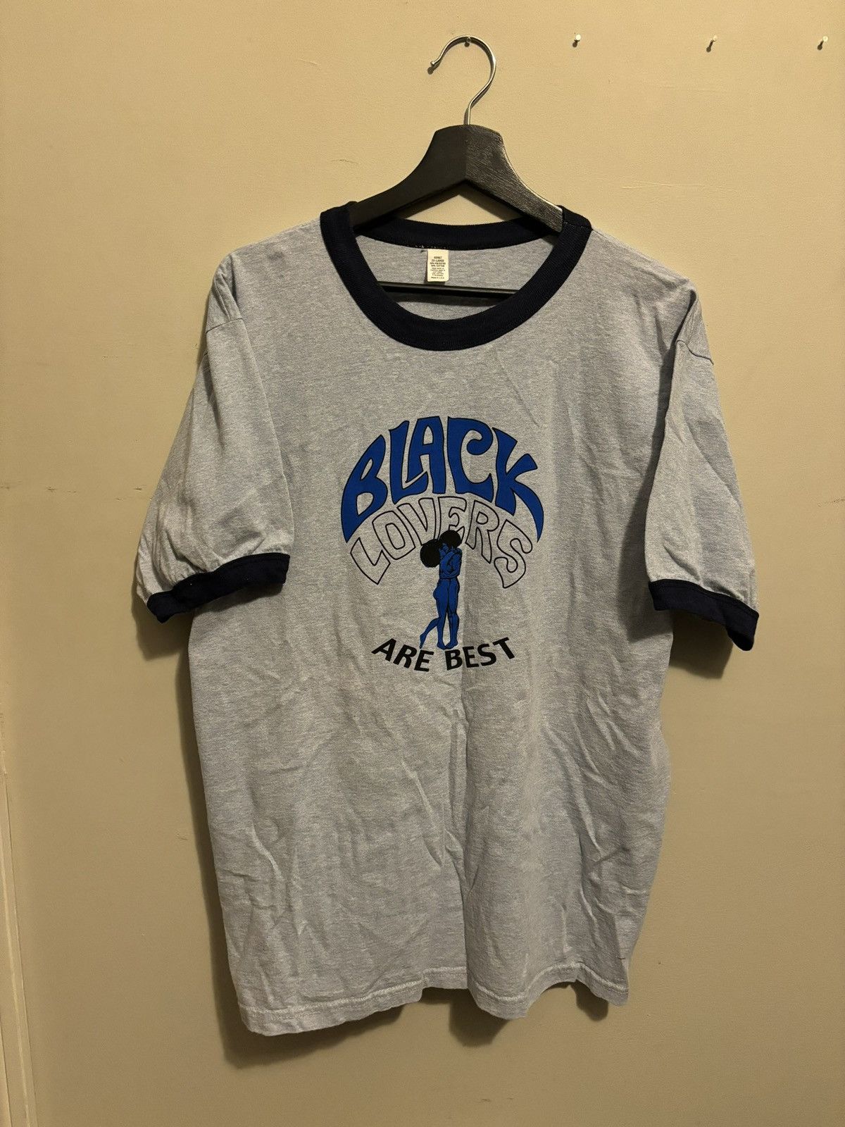 Vintage 1980s “Black Lovers Are Best” Graphic Vintage Ringer Tee Size US XL / EU 56 / 4 - 1 Thumbnail