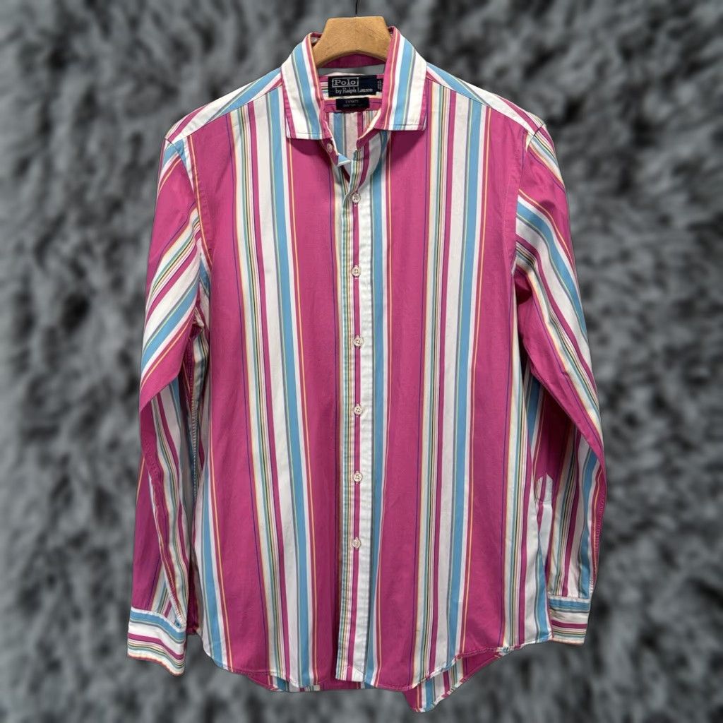 Polo Ralph Lauren VINTAGE Polo Ralph Lauren Striped Button Up Shirt Medium Mens 90s Cotton Preppy Size US M / EU 48-50 / 2 - 1 Thumbnail