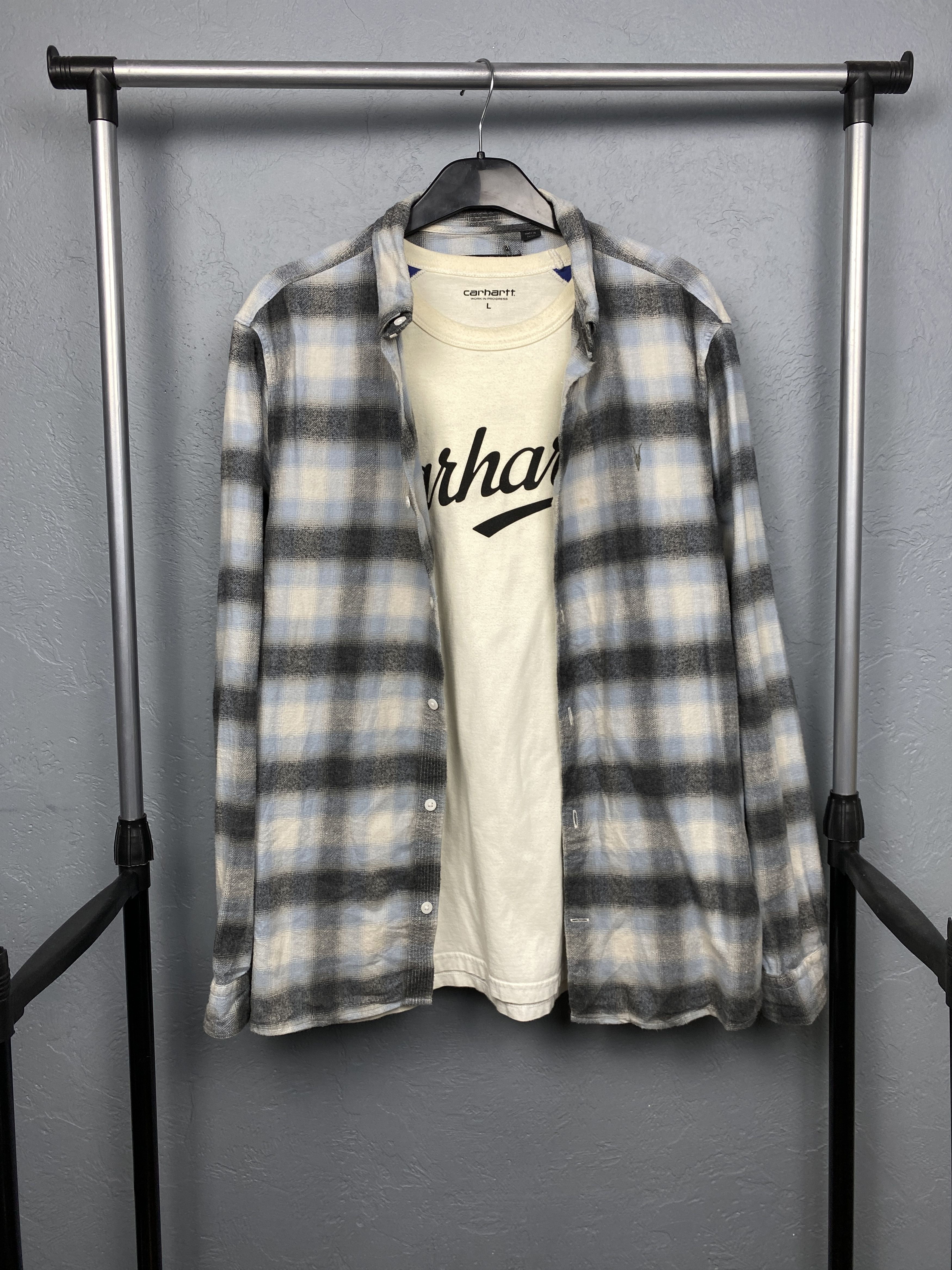 Allsaints Allsaints Mens Ithaca Flannel Plaid Shirt Size US M / EU 48-50 / 2 - 1 Thumbnail