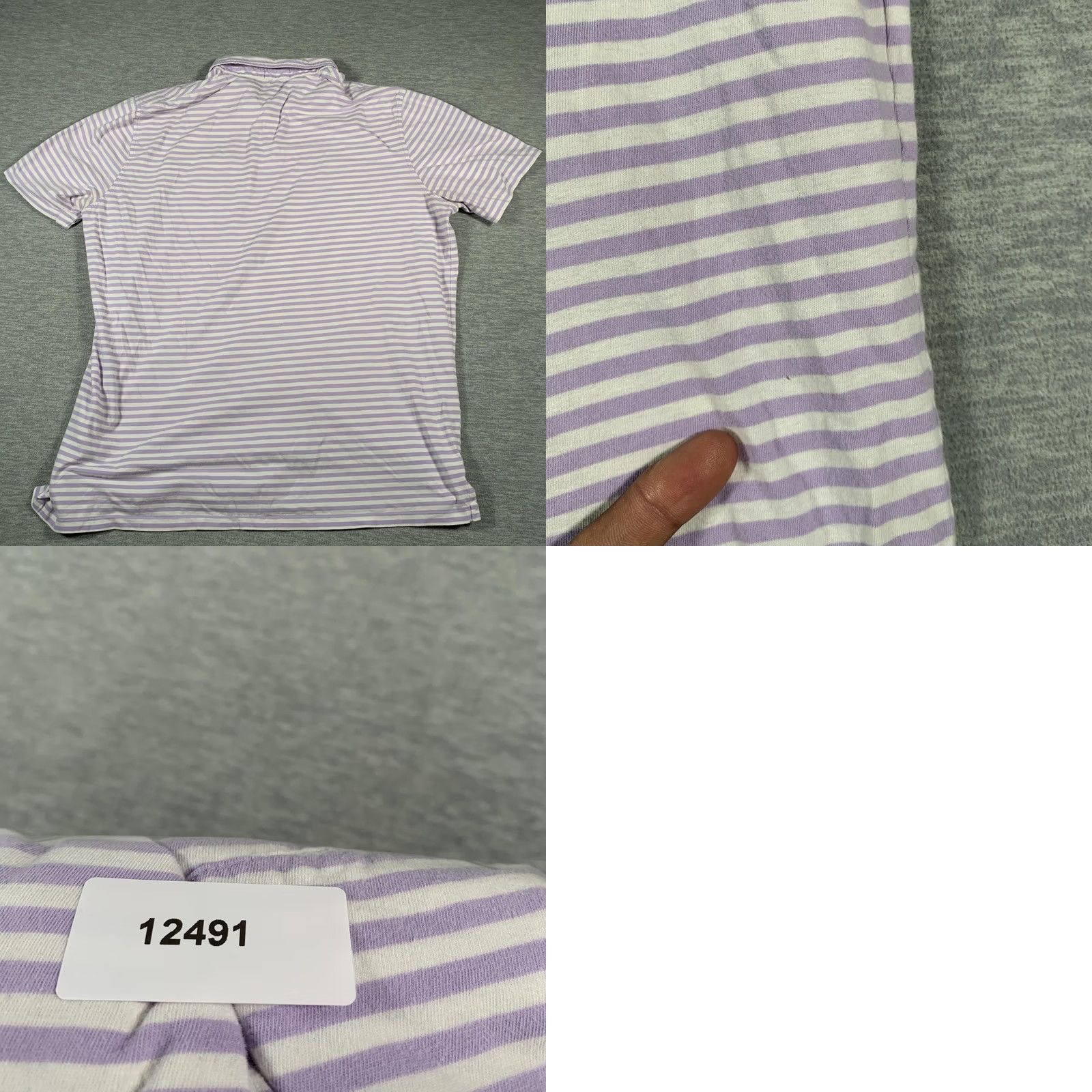 Polo Ralph Lauren Polo Ralph Lauren Polo Shirt Mens Large Purple White Striped Classic Fit Pony Polo Shirt Size US S / EU 44-46 / 1 - 9 Thumbnail