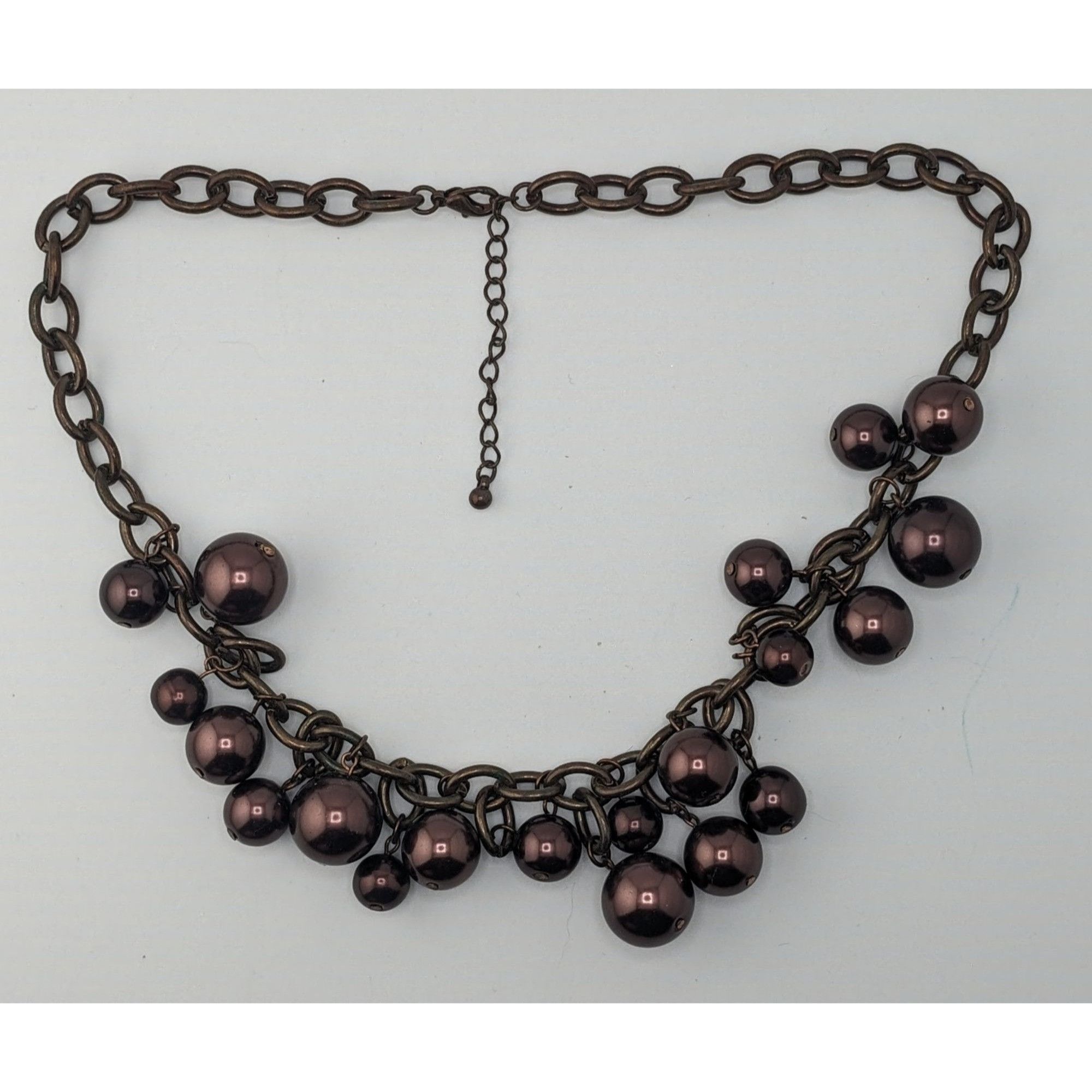 Other Chunky Statement Necklace With Brown Beads & Antiqued Bronze Size ONE SIZE - 5 Thumbnail