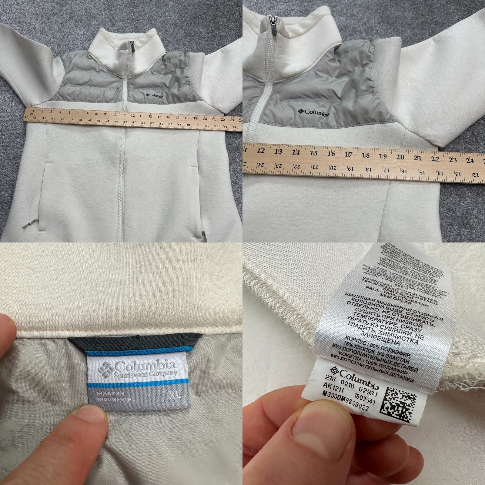 Vintage Columbia Jacket Womens XL Ivory Gray Full Zip Outdoor - Northern Comfort Hybrid Size XL / US 12-14 / IT 48-50 - 9 Thumbnail