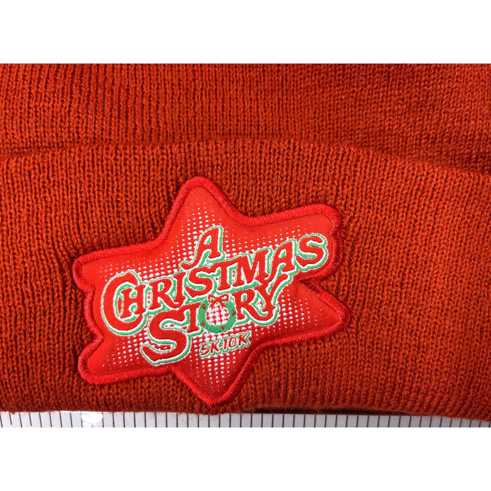 Vintage Running Man Beanie Adult One Size Red Knit Acrylic Hat, Christmas Theme, Fair Isle, 5K-10K Promotion Size ONE SIZE - 2 Thumbnail