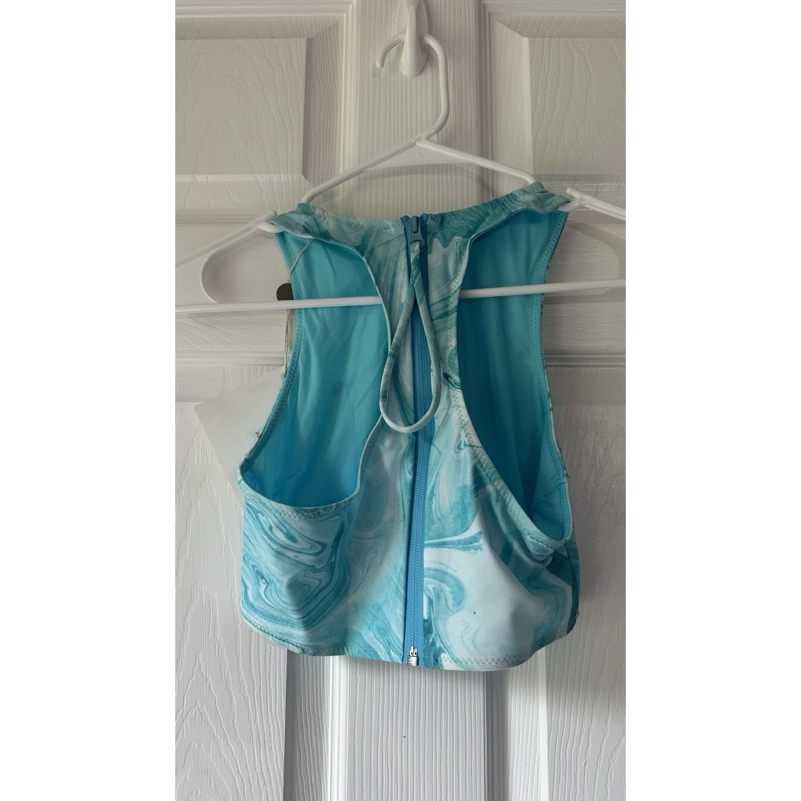 Ganni Ganni Bachelor Blue Resort Vacation Bikini Top Back Zip Wate Size ONE SIZE - 3 Thumbnail