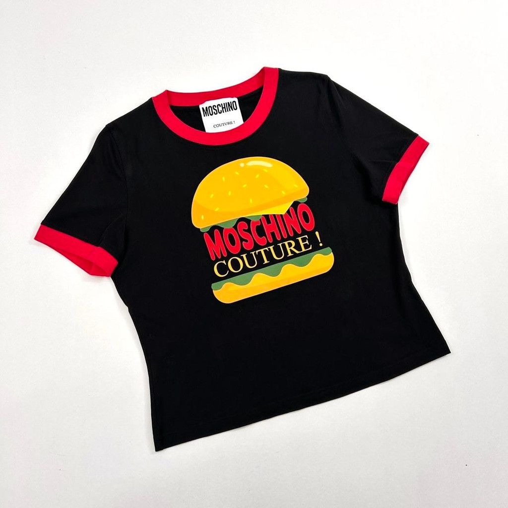 Moschino Jeremy Scott Moschino black tshirt with burger print Size XL / US 12-14 / IT 48-50 - 1 Thumbnail