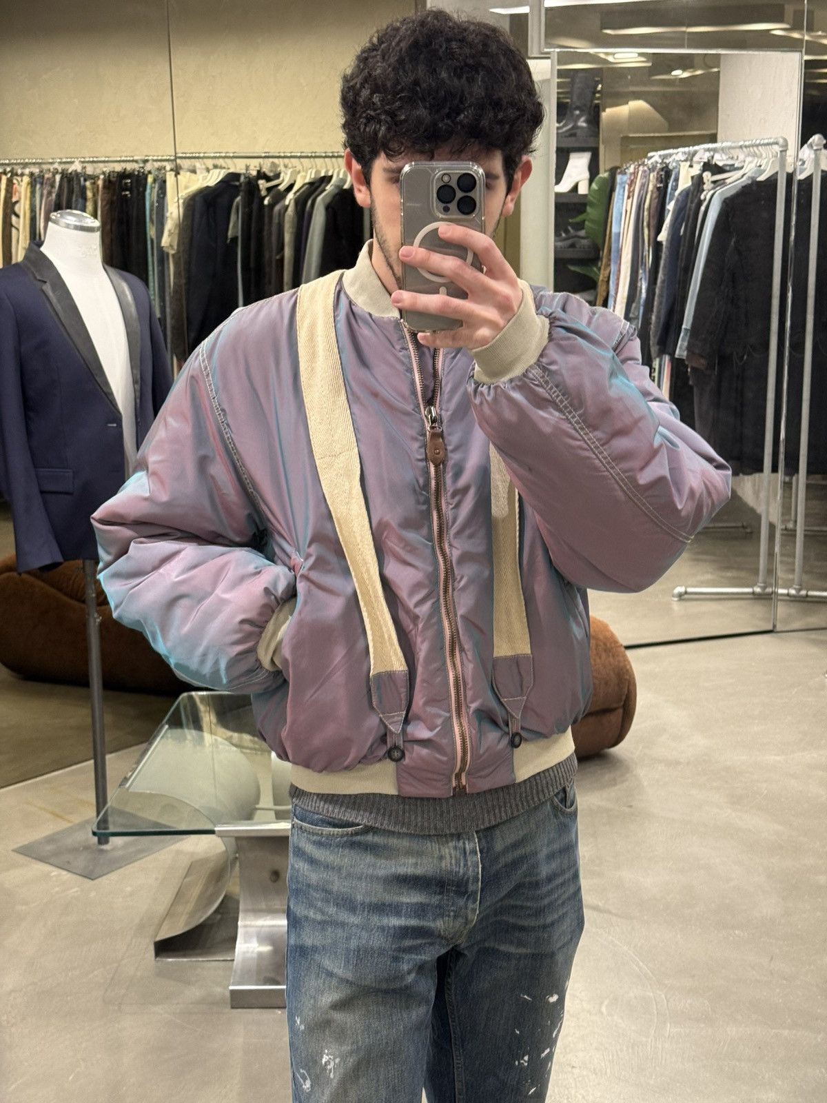 Giorgio Armani A/W1993 Emporio Armani iridescent oversized bomber jacket Size US M / EU 48-50 / 2 - 13 Thumbnail