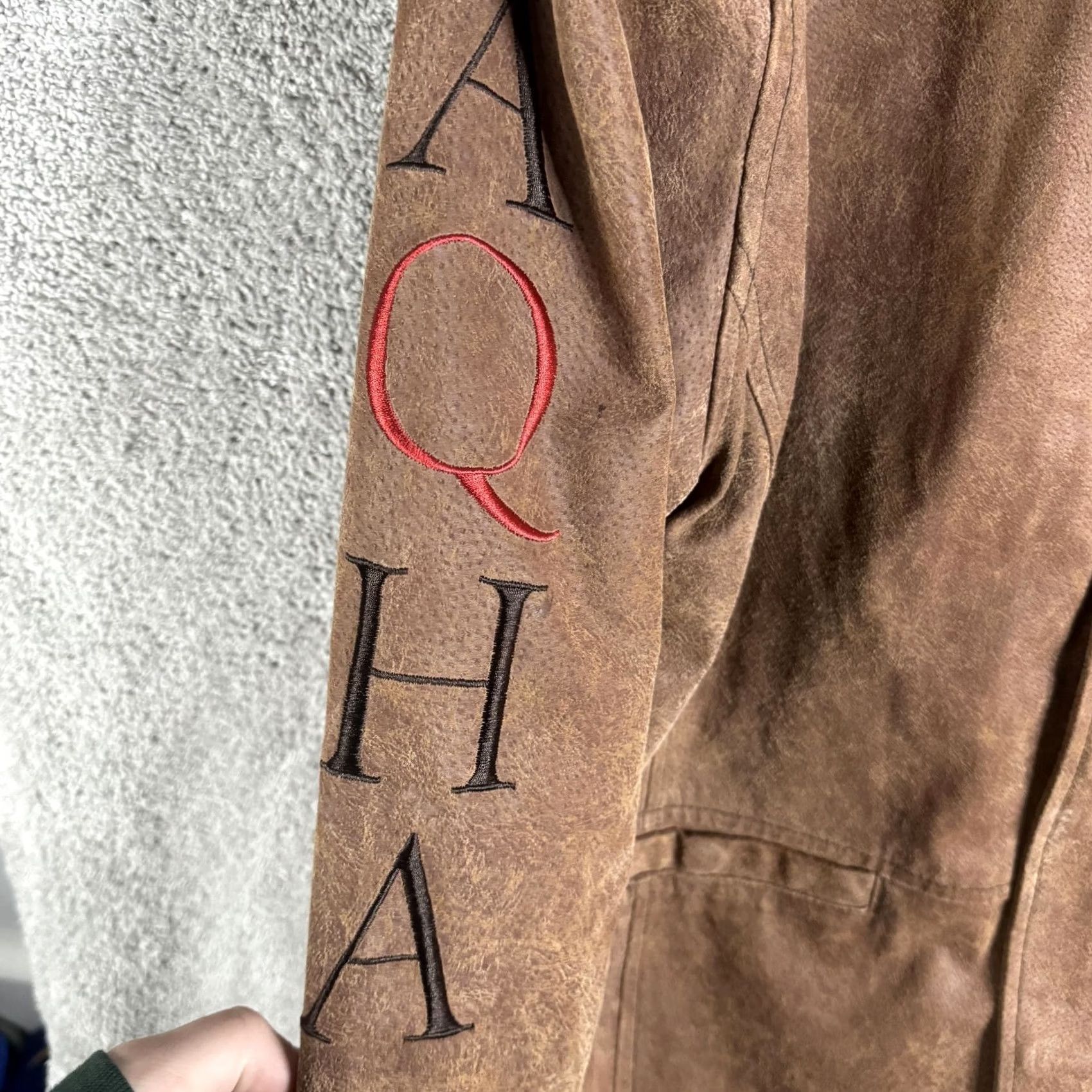 Vintage Cripple Creek Mens Leather Bomber Jacket AQHA World Championship Show Judge Embroidered Patch Brown L Jacket/Coat Size US L / EU 52-54 / 3 - 5 Thumbnail