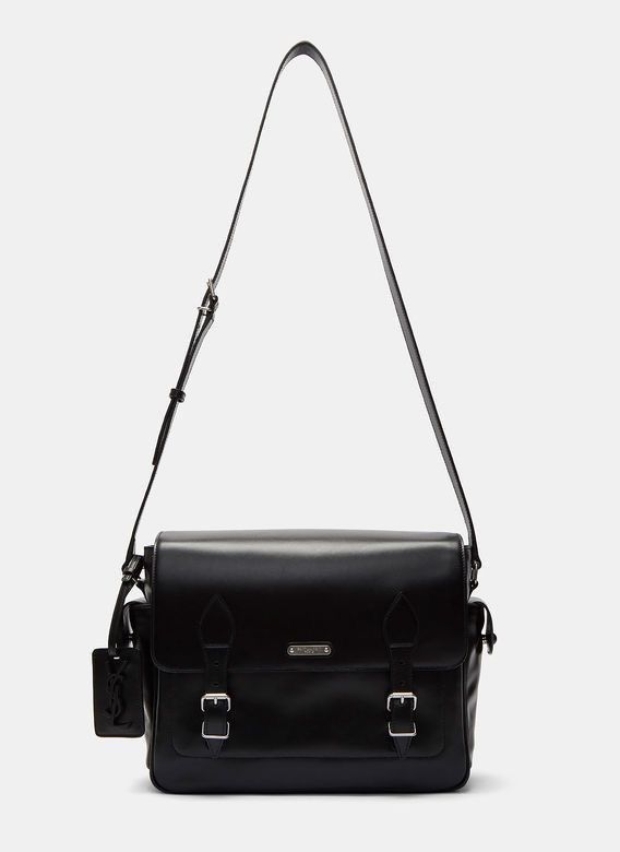 Saint Laurent Paris Black Id Messenger Bag, Men's
