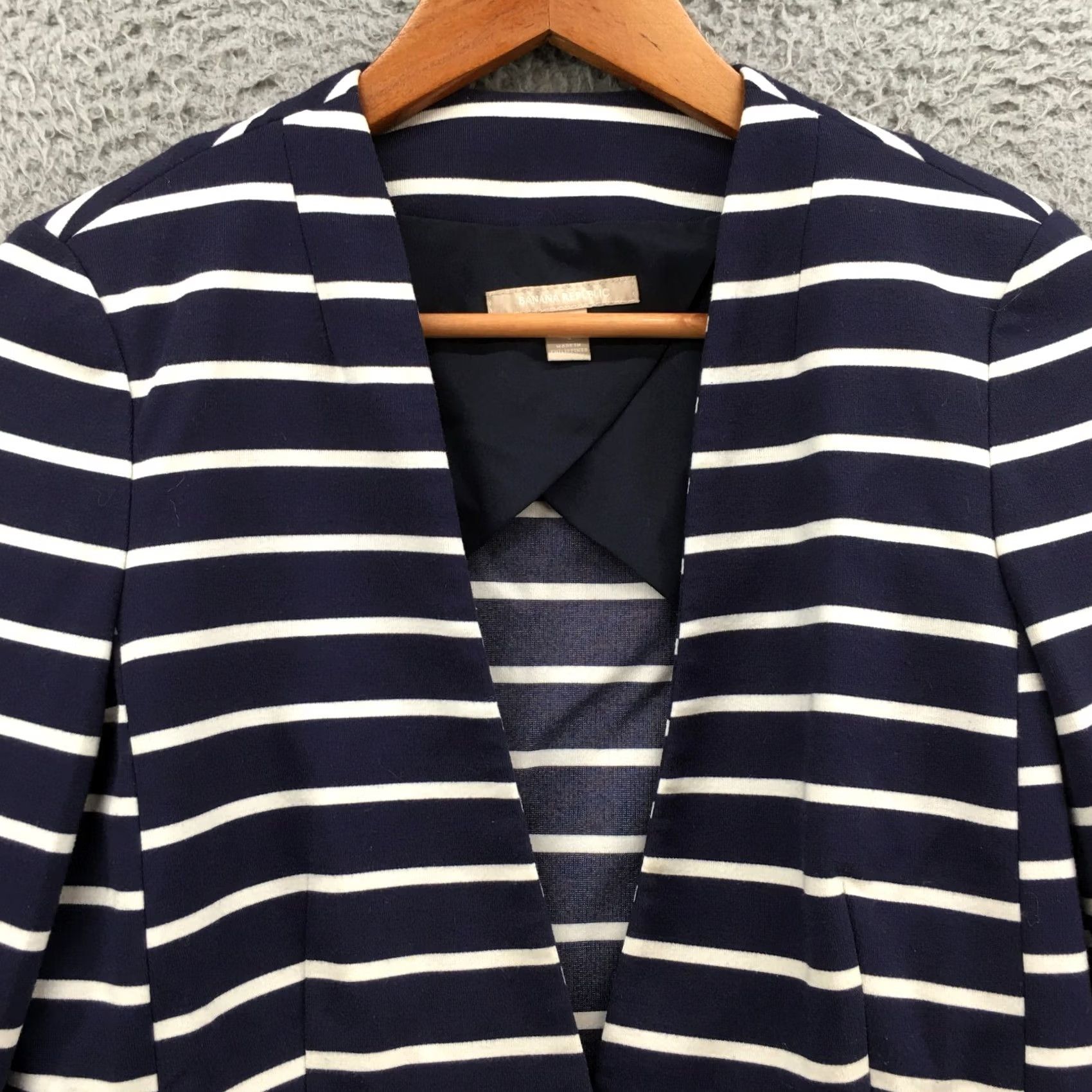 Banana Republic Banana Republic Blazer Jacket Womens 4 White Striped Long Sleeve Button Up Casual Knit Coat Blazer Womens Size S / US 4 / IT 40 - 3 Thumbnail