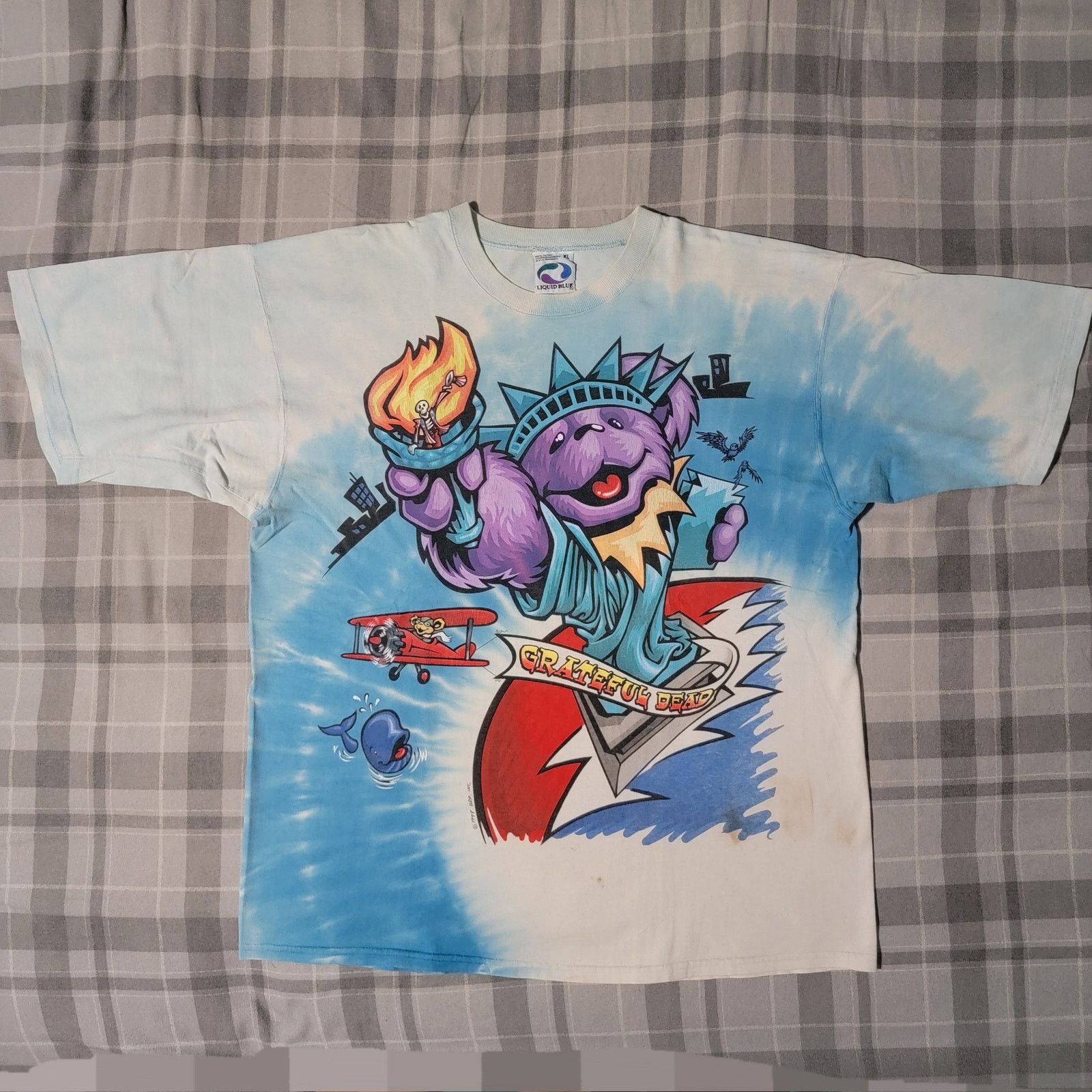 Liquid Blue Grateful Dead Vintage USA Statue of Liberty NY Tour T-Shirt Size US XL / EU 56 / 4 - 1 Thumbnail