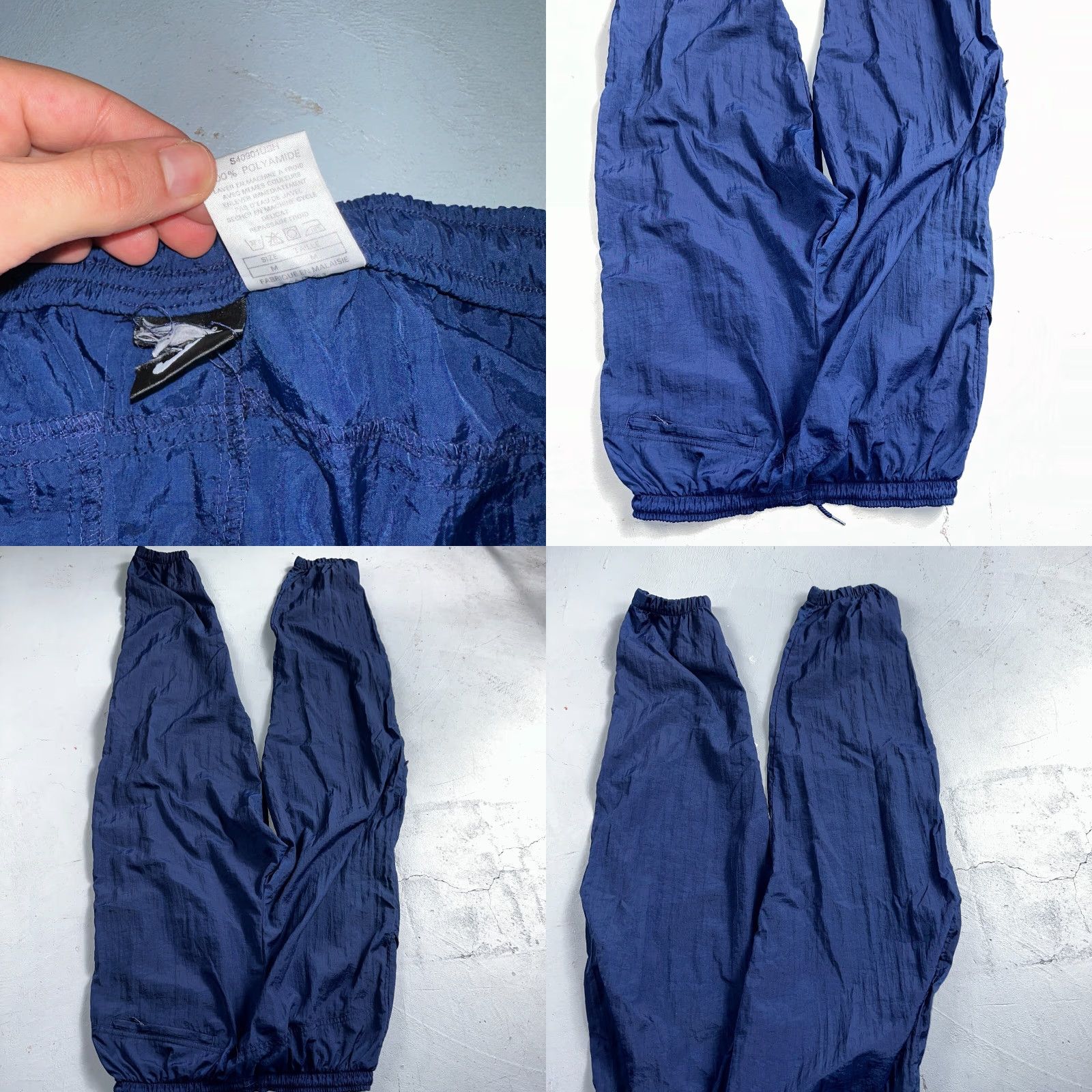 Nike VINTAGE Nike VTG 90s Windbreaker Track Pants Ankle Zip Unlined Blue 1990s Essential Size US 31 - 8 Thumbnail
