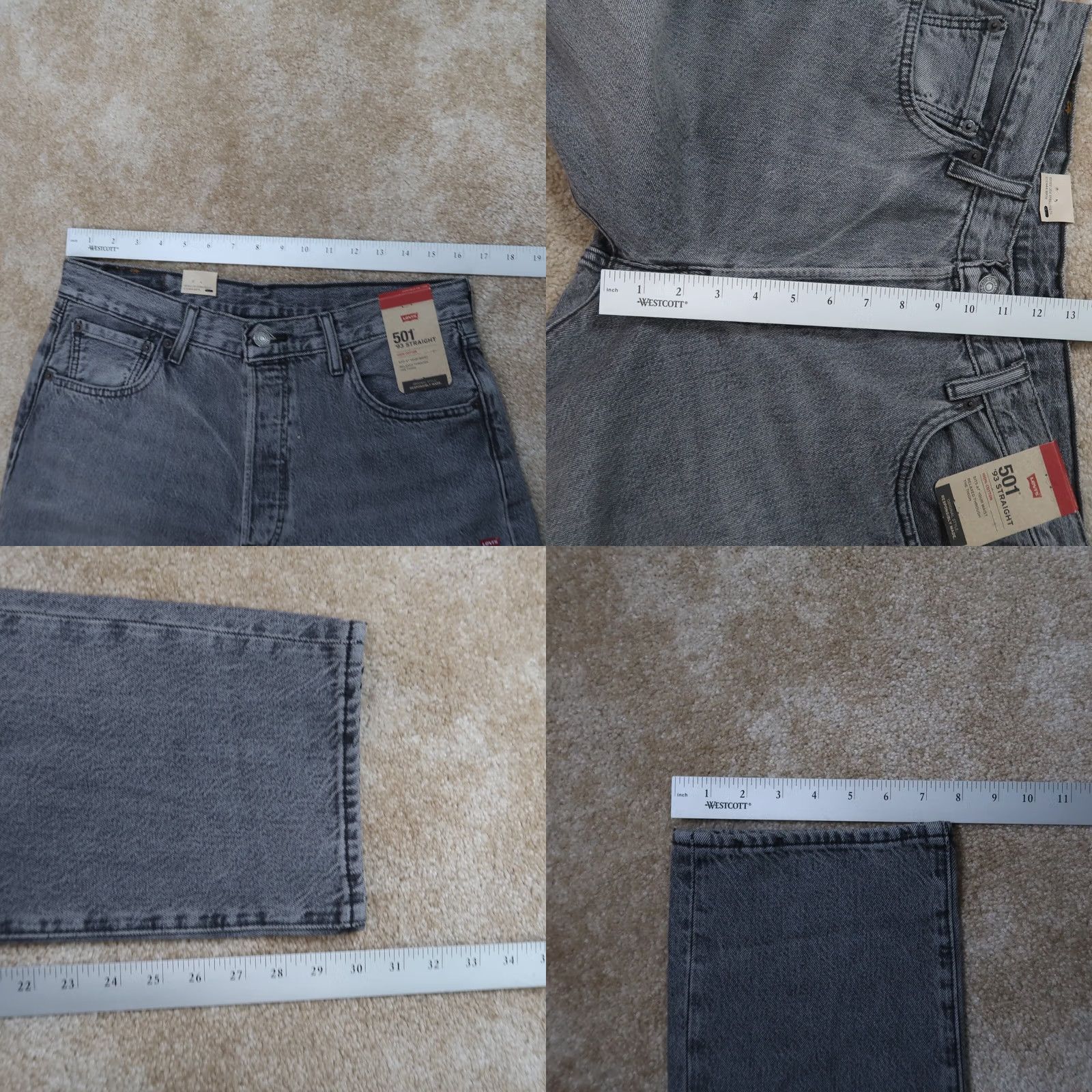 Levi's VINTAGE Levi's 501 Jeans Men 33x30 Gray Button Fly Straight 5-Pocket Denim Brand Levi's 501 Series Mens Size US 33 - 9 Thumbnail