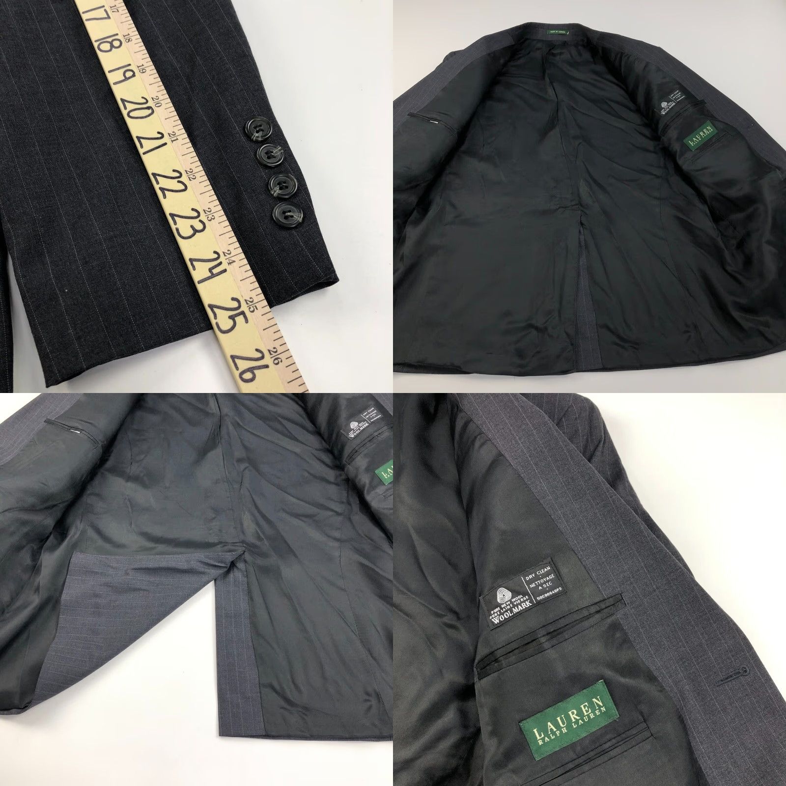 Ralph Lauren Lauren Ralph Lauren Green Label 44R Wool Two Button Sport Coat Jacket Striped Notch Lapel Men’s 100% Wool Suit Coat Outerwear Size 44R - 8 Thumbnail