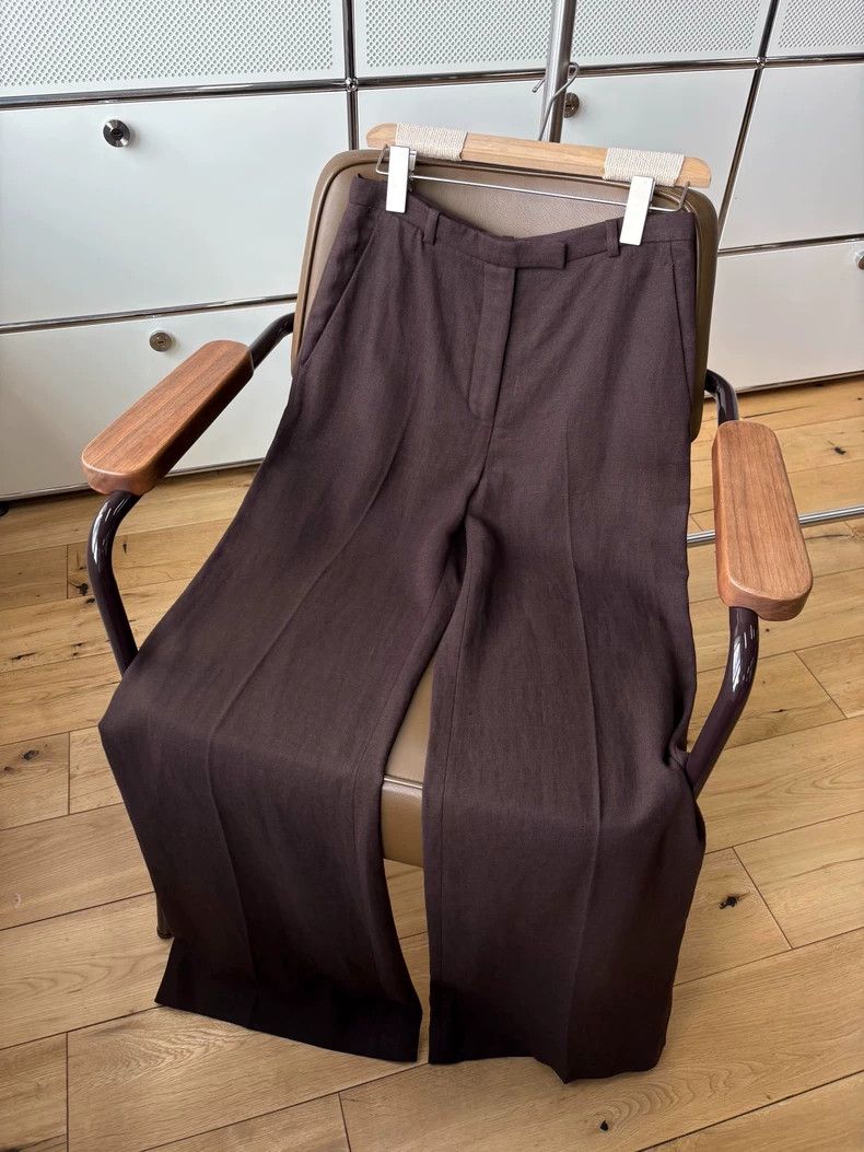 Loro Piana LORO PIANA Flax ebony brown wide leg trousers Size 26" / US 2 / IT 38 - 1 Thumbnail