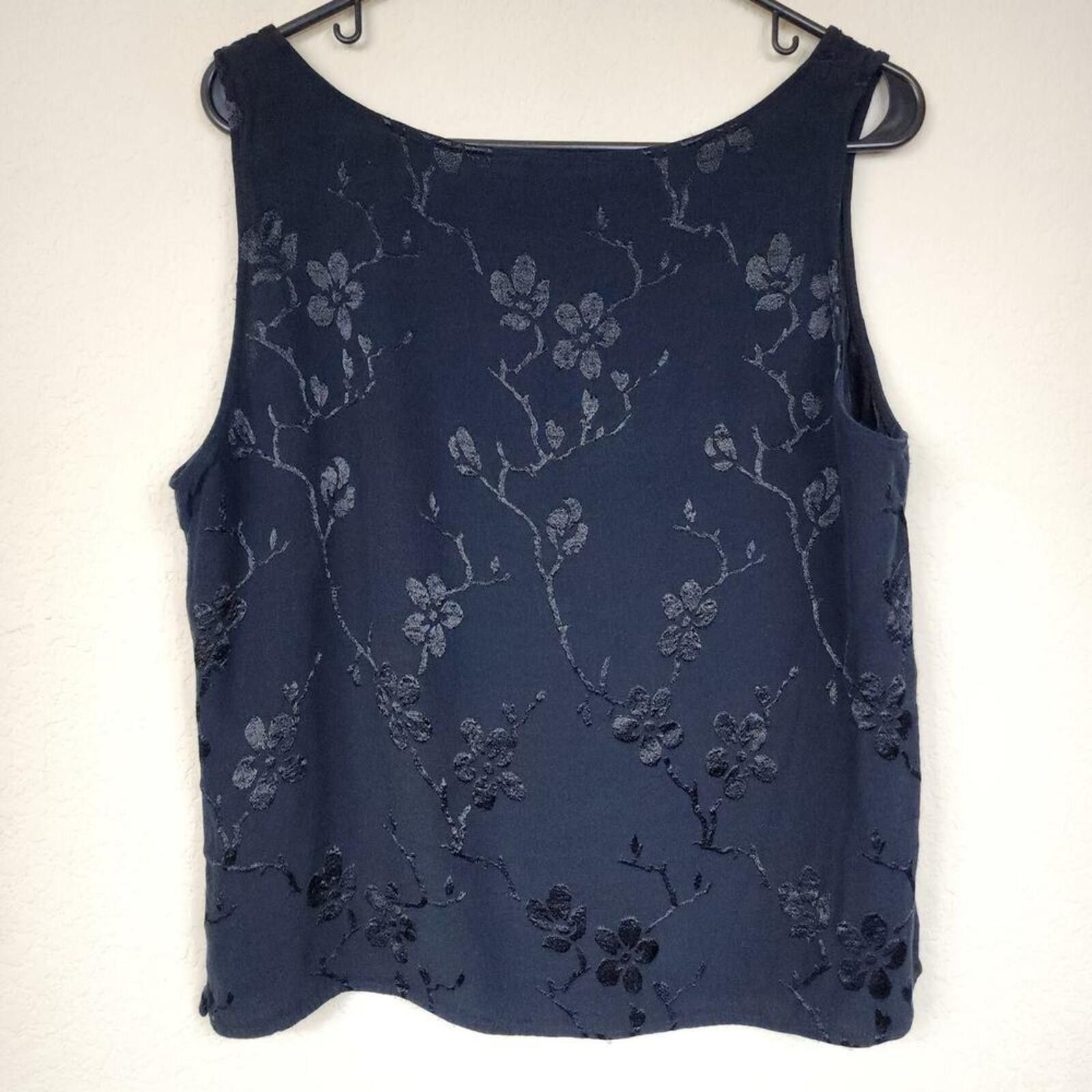 Other Vintage XL Black Gothic Embroidered Floral Tank Top Blouse Size XL / US 12-14 / IT 48-50 - 5 Thumbnail