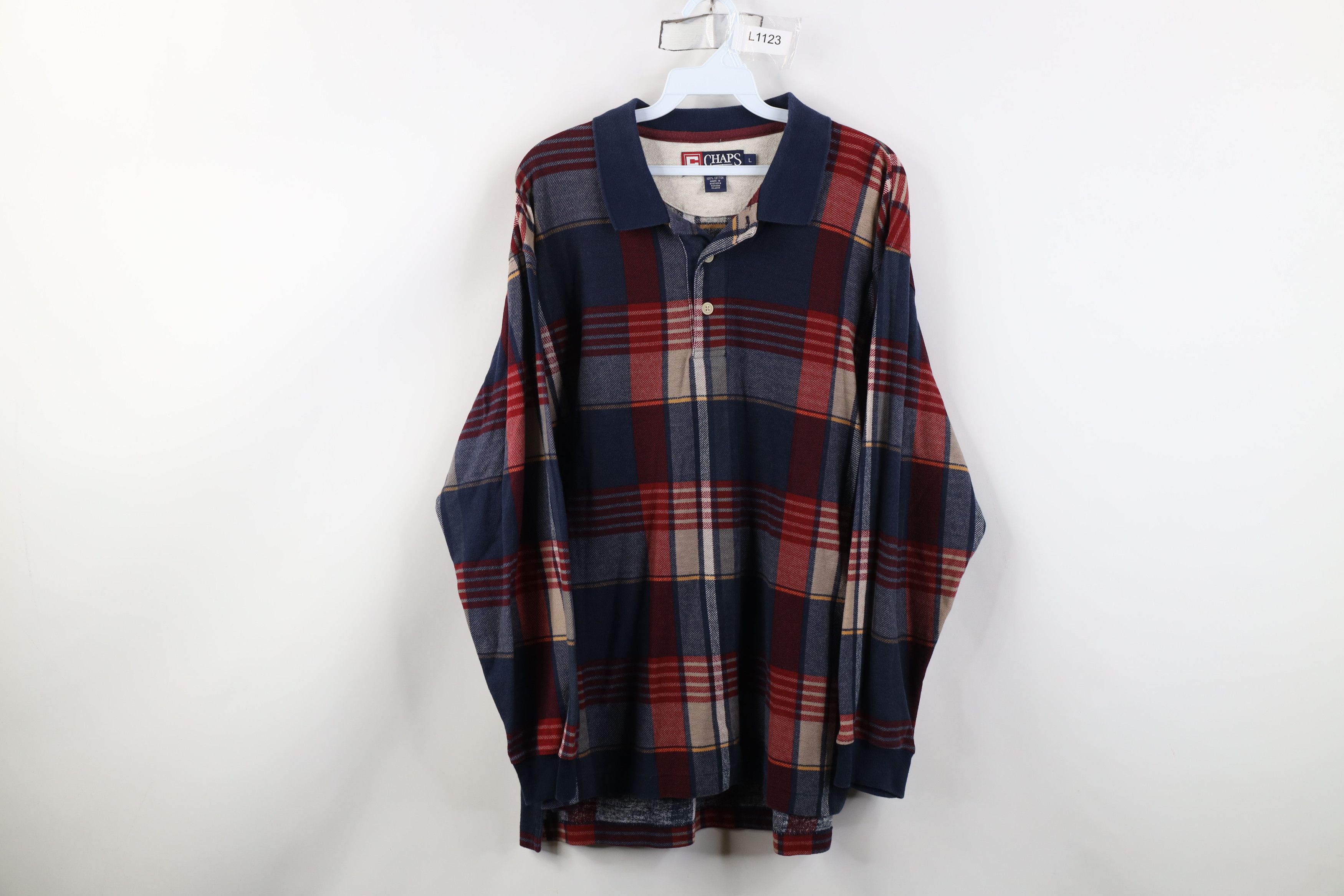 Polo Ralph Lauren Vintage 90s Chaps Ralph Lauren long Sleeve Rugby Polo Plaid Size US L / EU 52-54 / 3 - 1 Thumbnail