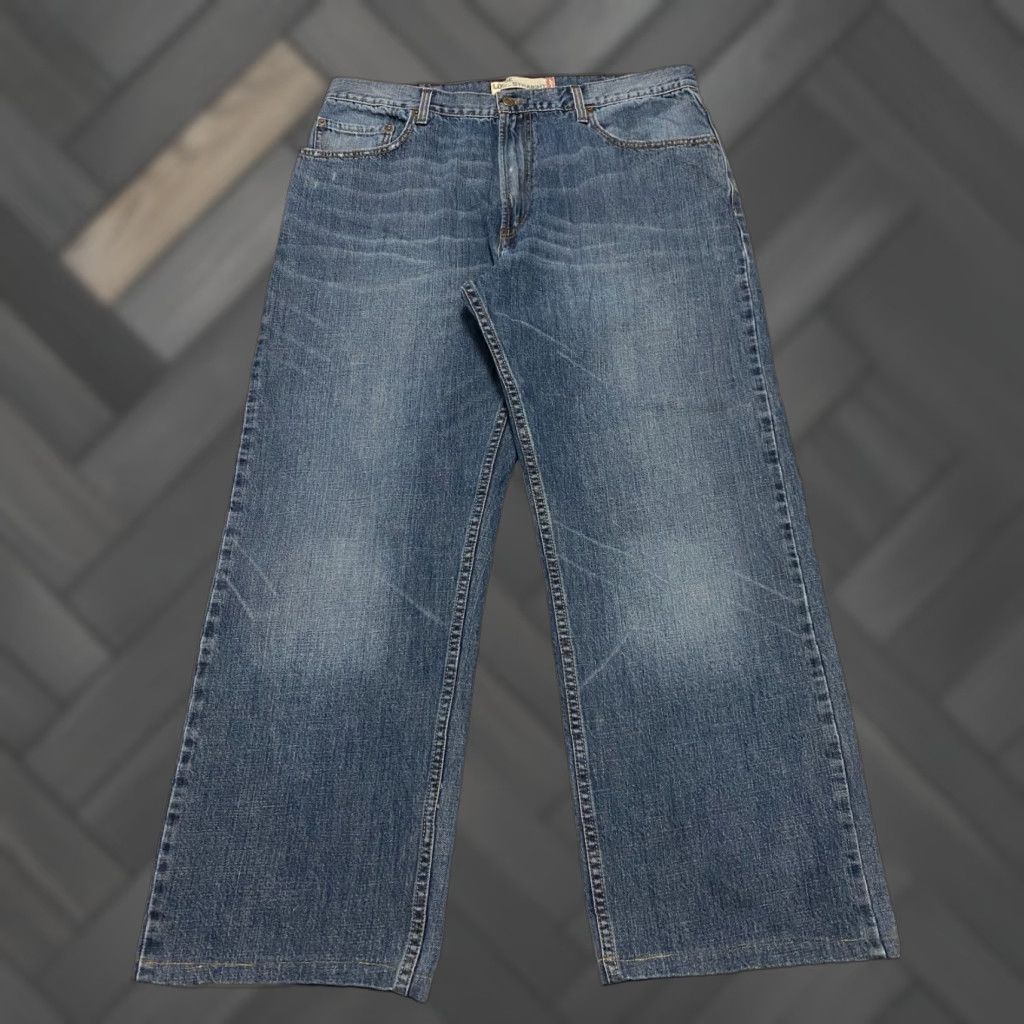 Levi's Levi's 569 Jeans Mens 38x29 Blue Wide-Leg Relaxed 5-Pocket Denim Cotton Button Zip Hemmed Whiskers Size US 38 / EU 54 - 1 Thumbnail