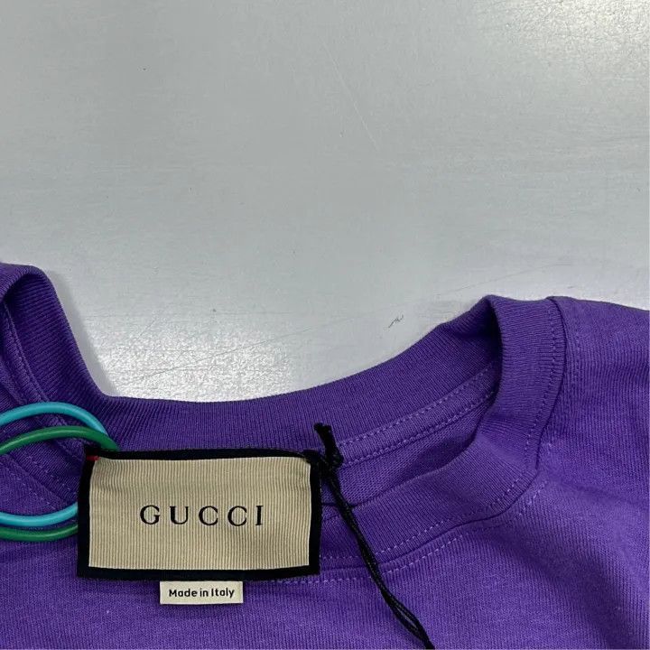 Gucci Gucci Purple Logo Print Short Sleeve T-Shirt-2507 Size L / US 10 / IT 46 - 2 Thumbnail