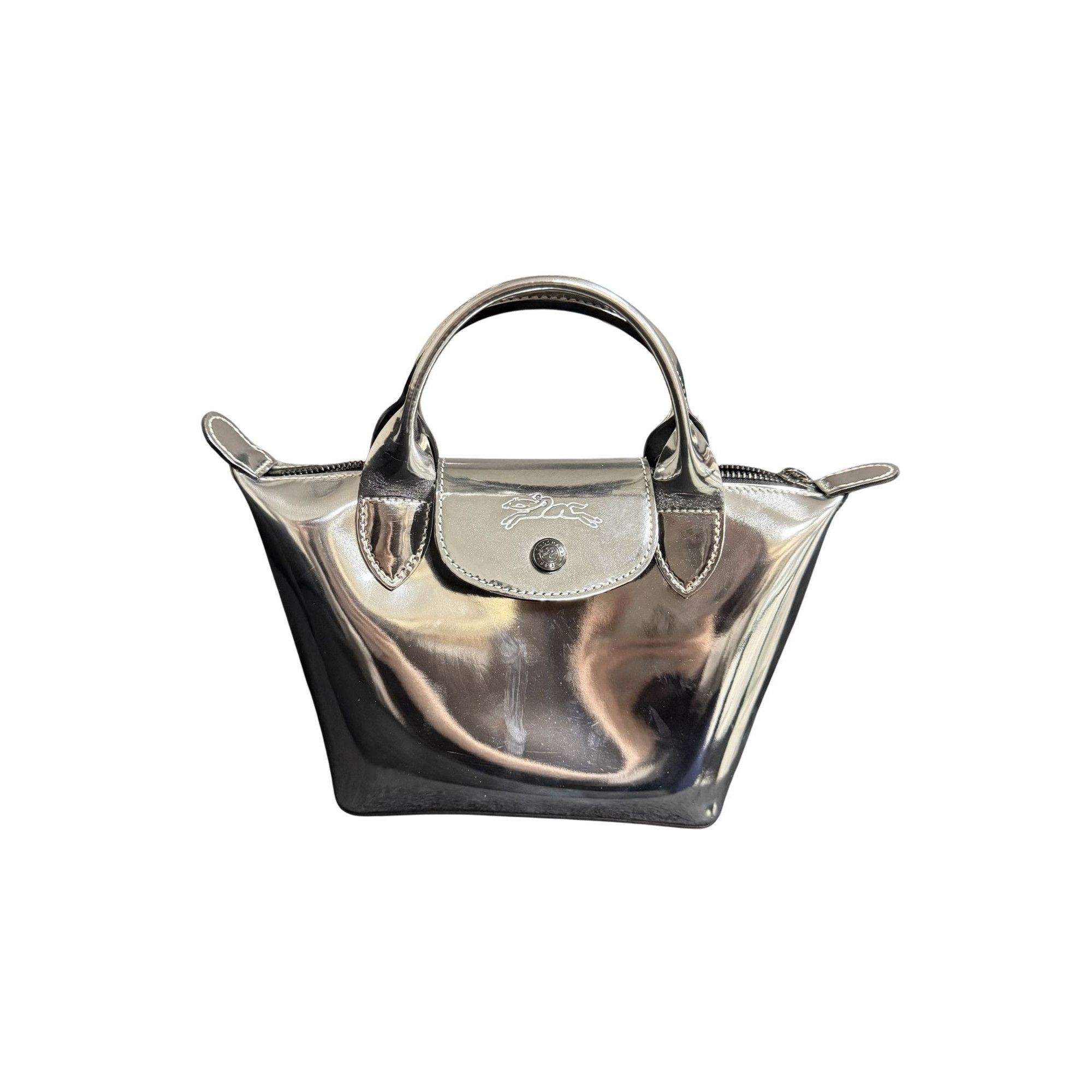 Longchamp Modele Depose Metallic Silver Mini Tote Bag With T, Women's