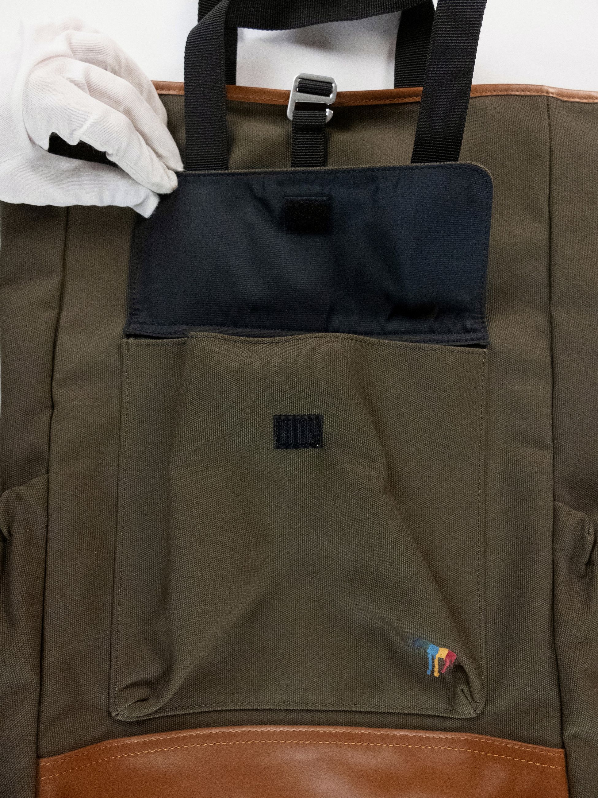 Paul Smith PS PAUL SMITH khaki green canvas leather backpack Size ONE SIZE - 6 Thumbnail