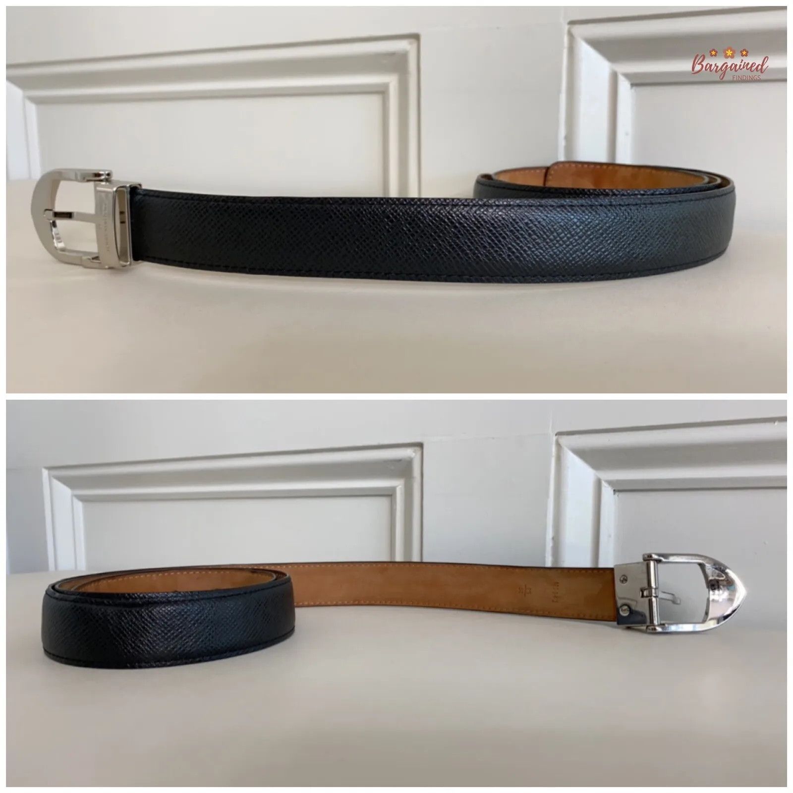 Louis Vuitton Louis Vuitton Black Taiga Leather Silver Buckle Belt Size 34 - 5 Thumbnail