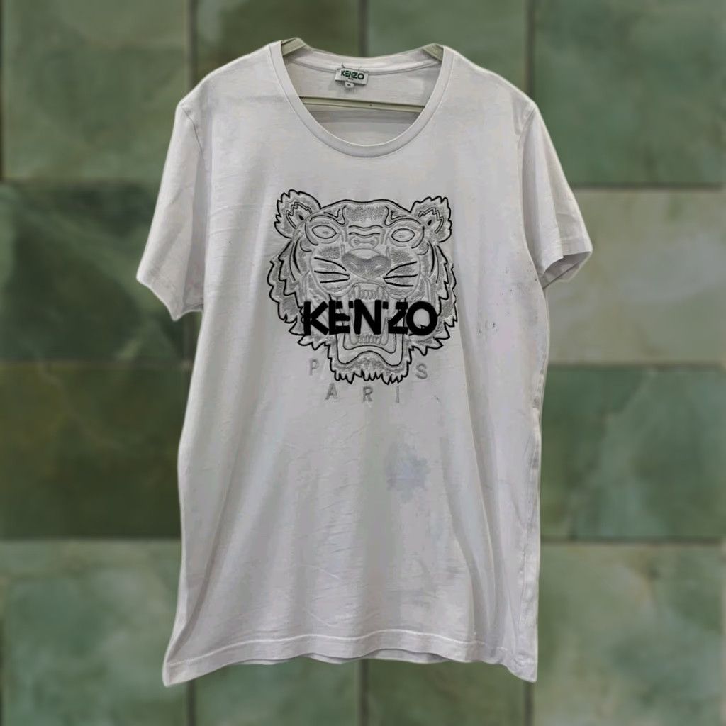 Kenzo Kenzo Paris Tiger Head Embroidered T-Shirt White M Men Size US M / EU 48-50 / 2 - 1 Thumbnail