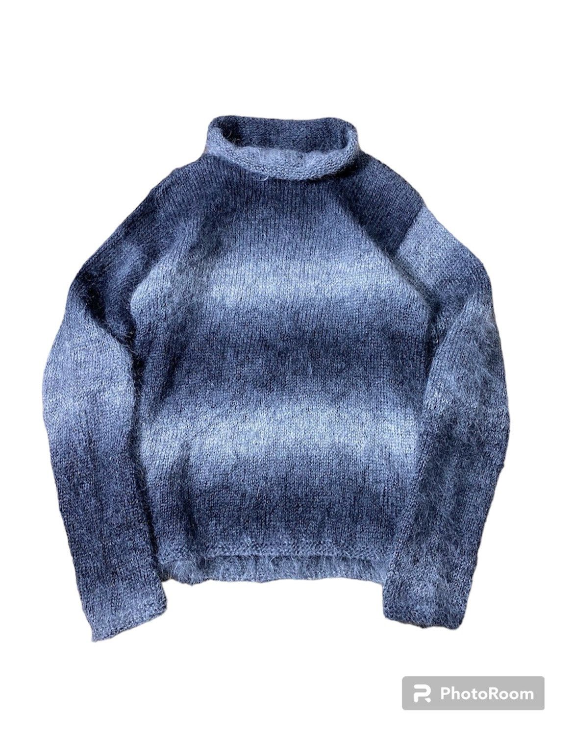 Beauty Beast × Japanese Brand × Vintage Japanese-Grey Furry Striped Knit Sweater style numbernine Size US M / EU 48-50 / 2 - 5 Thumbnail