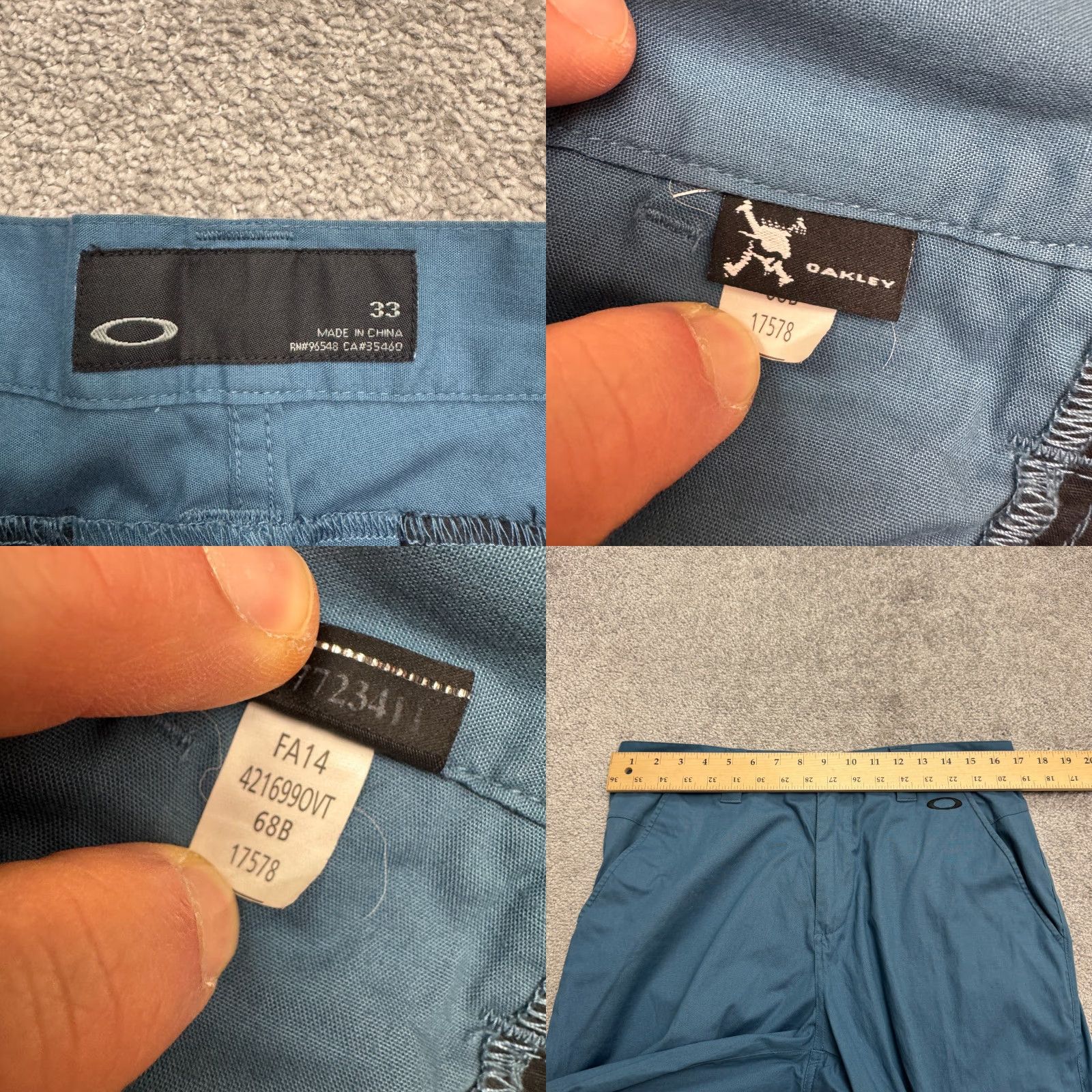 Oakley Oakley Pants Men Chino Flat Front Straight Leg 33 Slate Blue Blue Groomed Casual Travel Classic Preppy Size US 33 - 8 Thumbnail