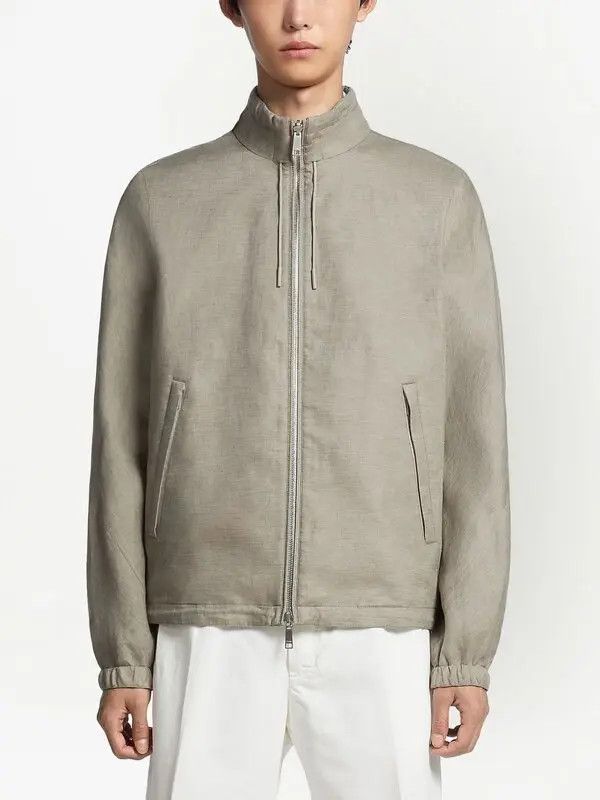 Ermenegildo Zegna o1s1rm0725 RUBT52A5 Pure Linen Blouson Jacket in Grey Size US M / EU 48-50 / 2 - 3 Thumbnail
