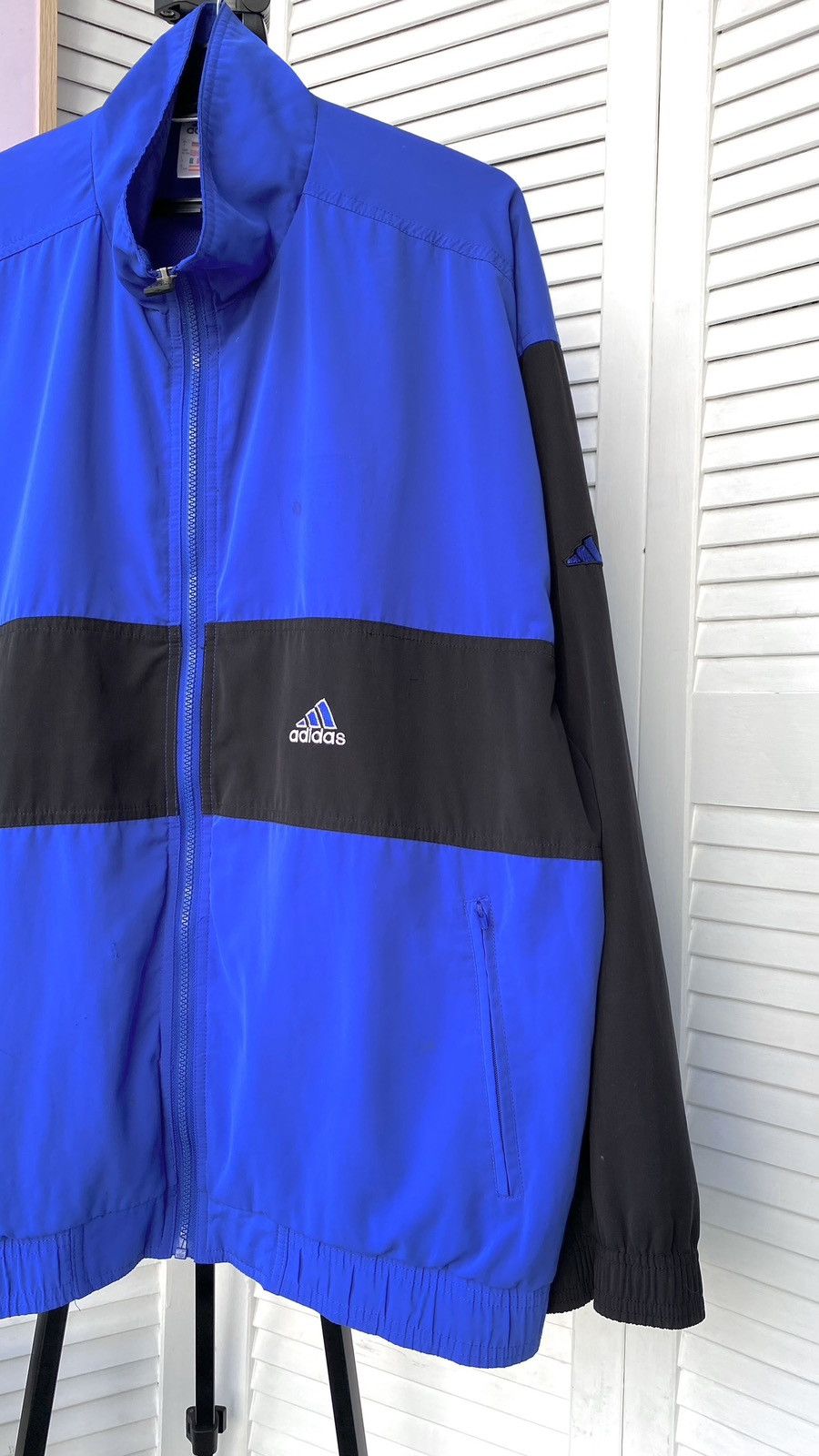 Adidas × Vintage Vintage Adidas Track Retro Jacket Back Big Logo 90s Blue Size US L / EU 52-54 / 3 - 3 Thumbnail