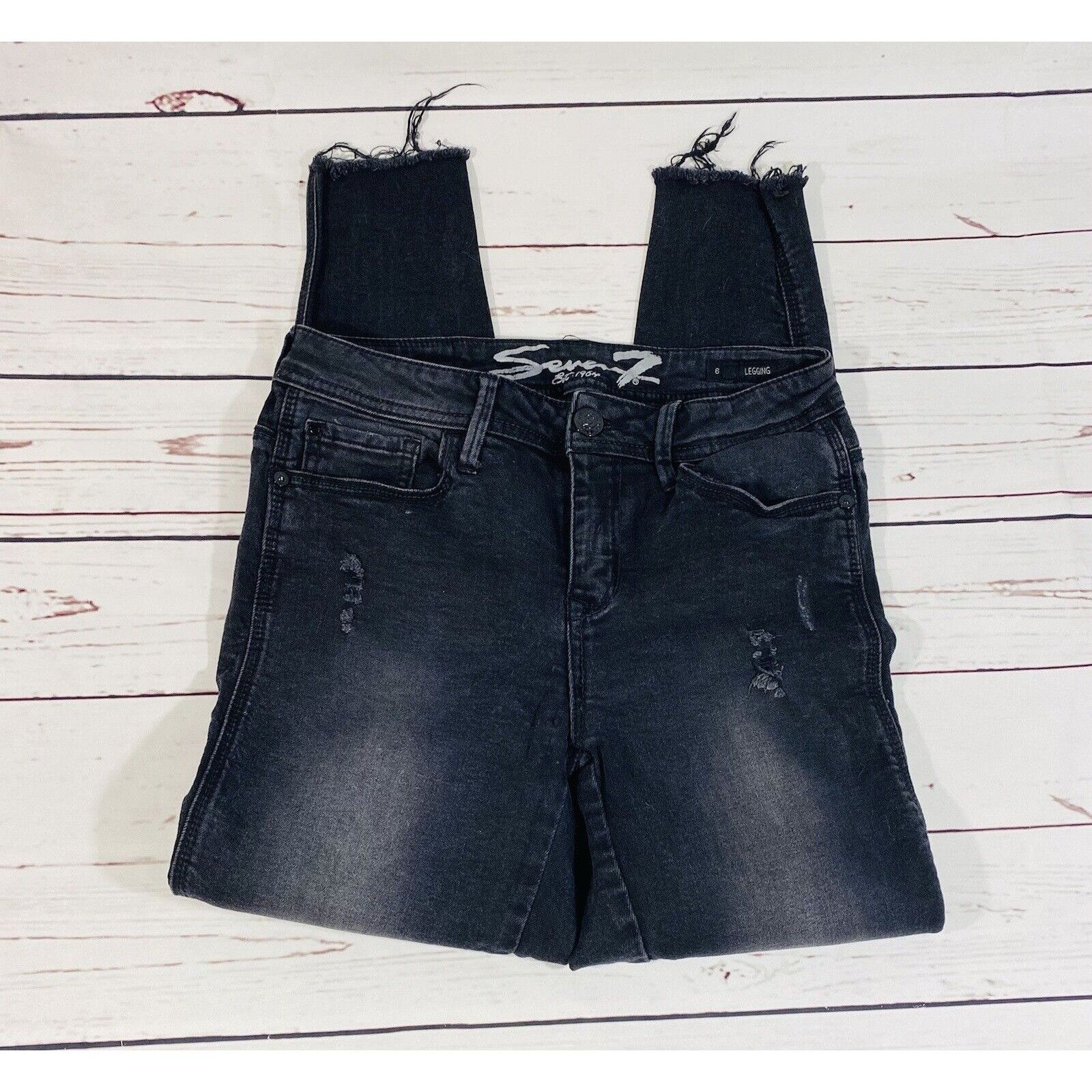 Seven 7 Seven7 Womens Black Distressed Skinny Jeans Size 6 Frayed He Size 28" / US 6 / IT 42 - 1 Thumbnail
