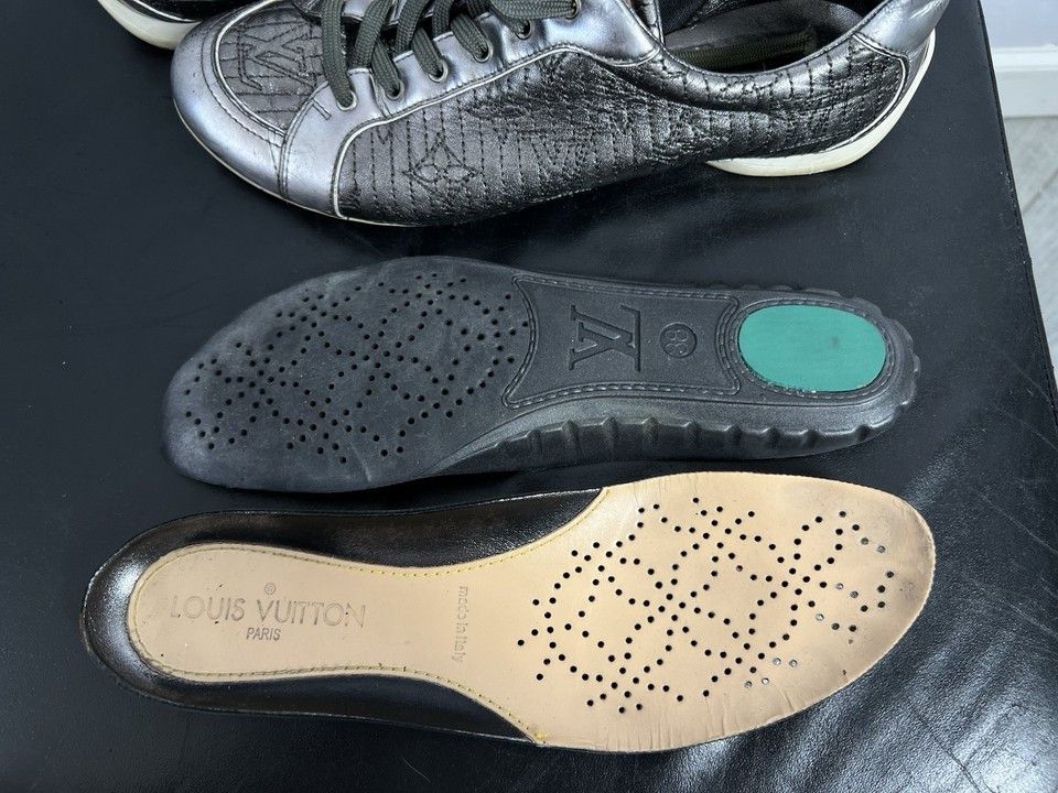 Louis Vuitton Louis Vuitton Women's Leather Sneakers Silver Size 38 Size US 8 / IT 38 - 12 Thumbnail