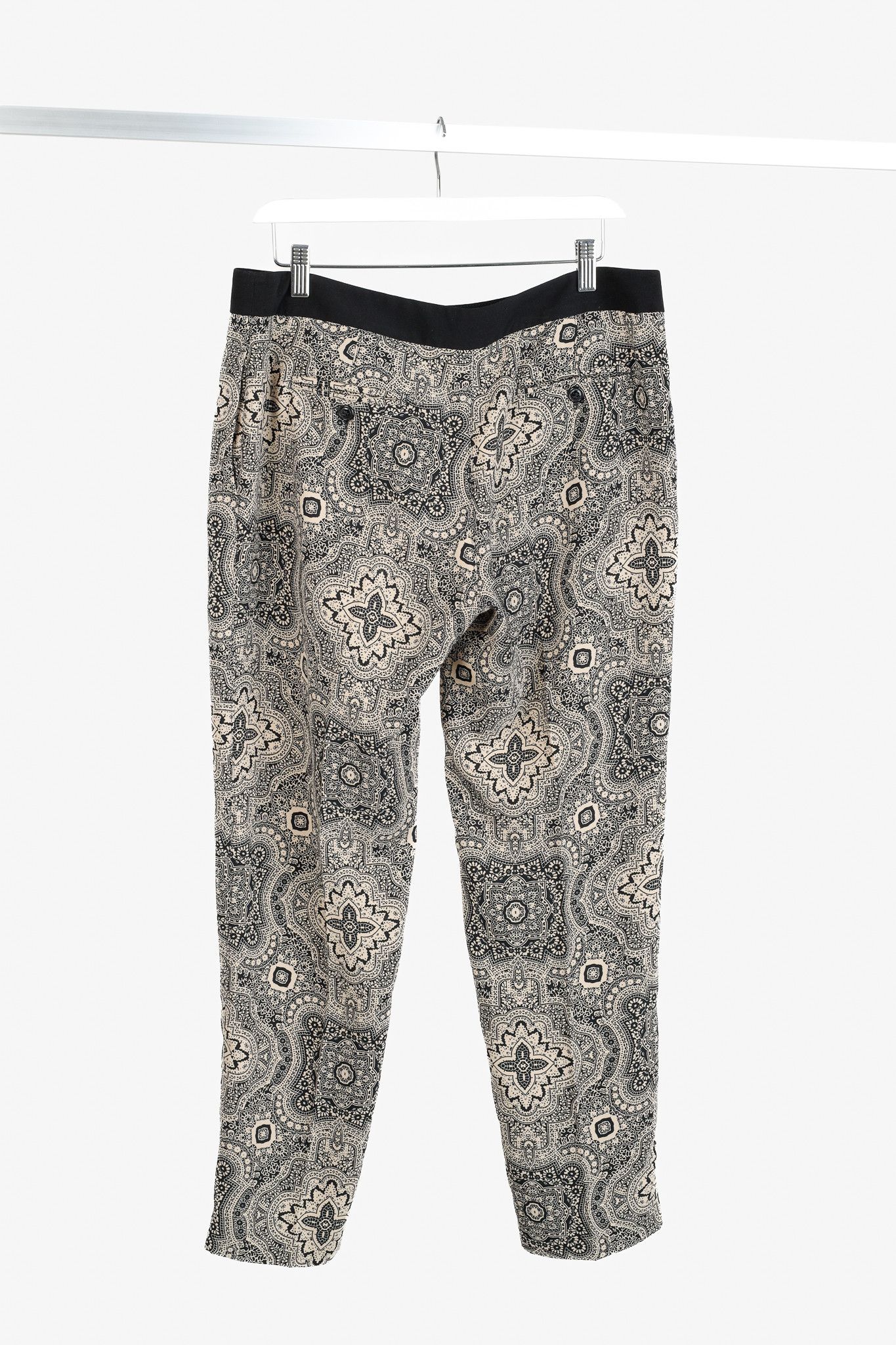 Max Mara Max Mara Weekend Beige & Black Paisley Crepe Trousers Size 34" / US 12 / IT 48 - 6 Thumbnail