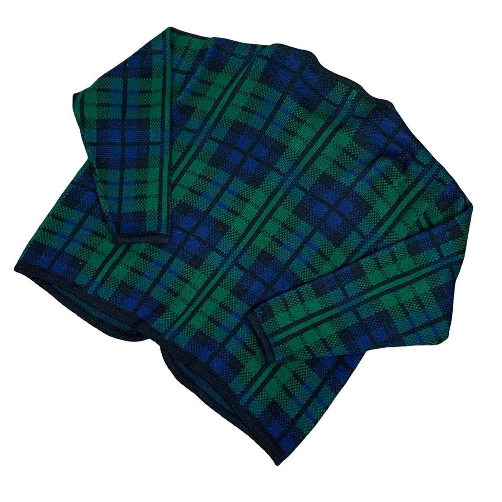 Vintage Vintage 90s Coquette Knit Plaid Cardigan Sweater Size XXL / US 16-18 / IT 52-54 - 5 Thumbnail
