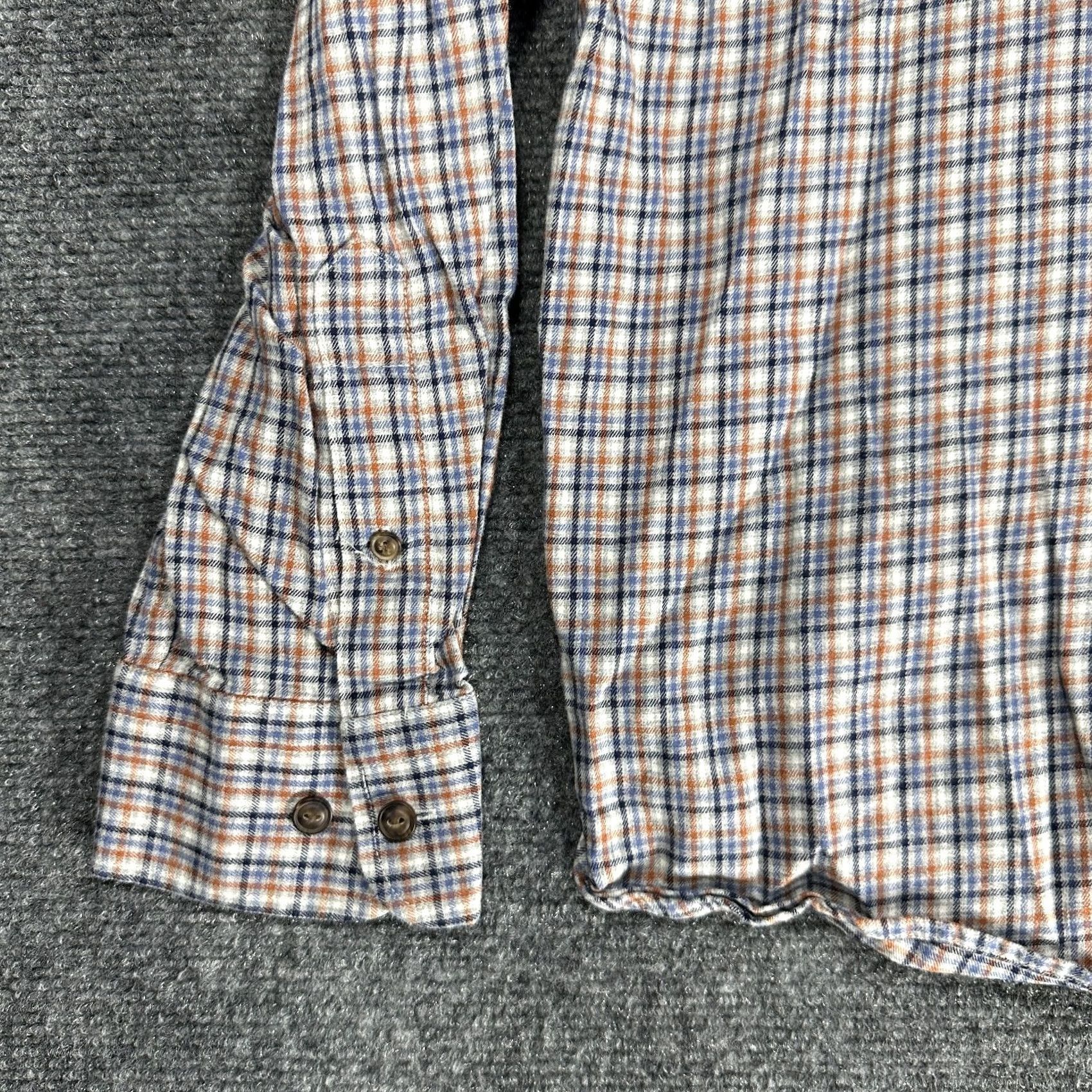 Jos. A. Bank Jos A Bank Shirt Mens Large Blue Tan Plaid Cotton Flannel Tailored Fit Pocket Buttons Size US L / EU 52-54 / 3 - 4 Thumbnail