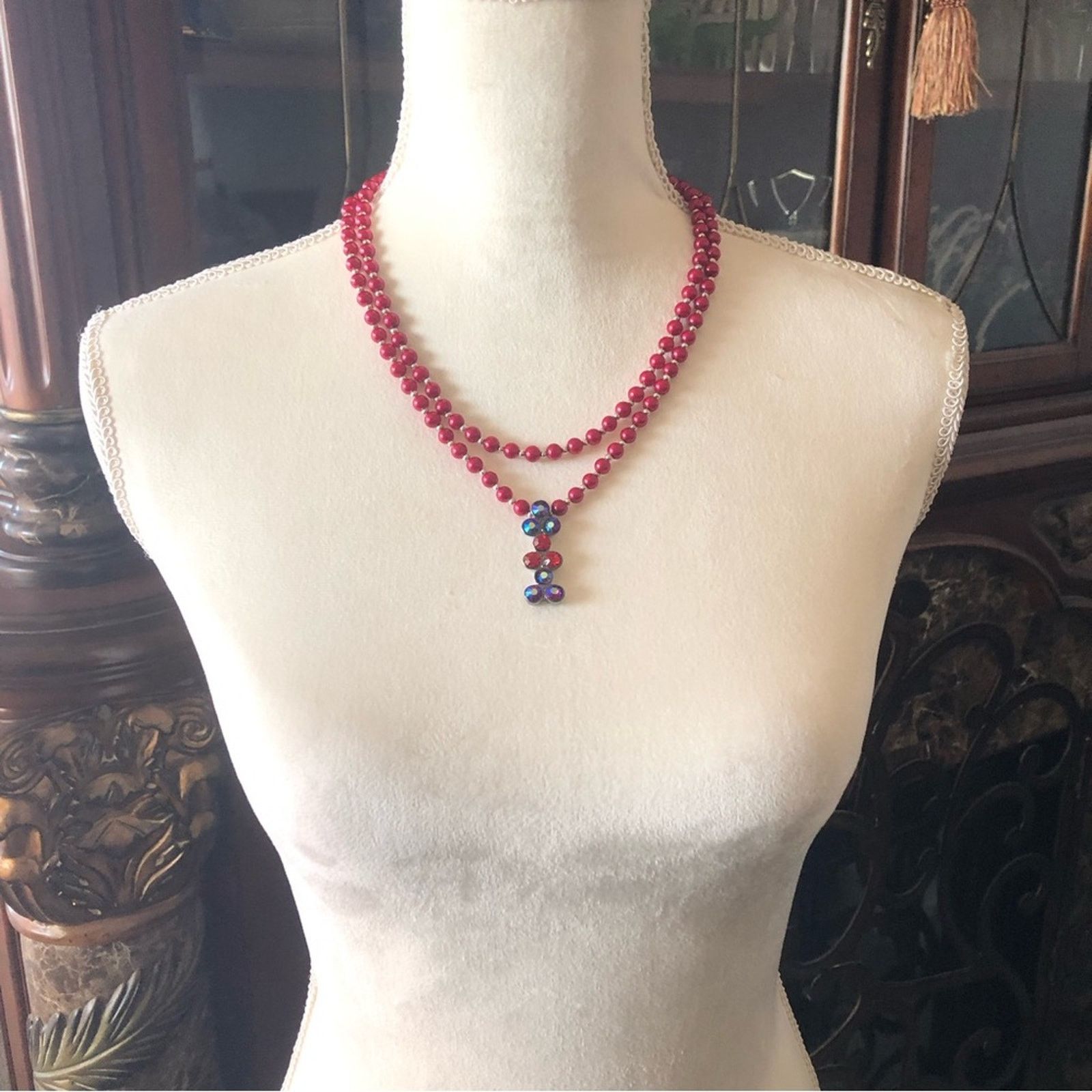 Handmade Handcrafted red Czech Pearl genuine ruby necklace Size ONE SIZE - 4 Thumbnail