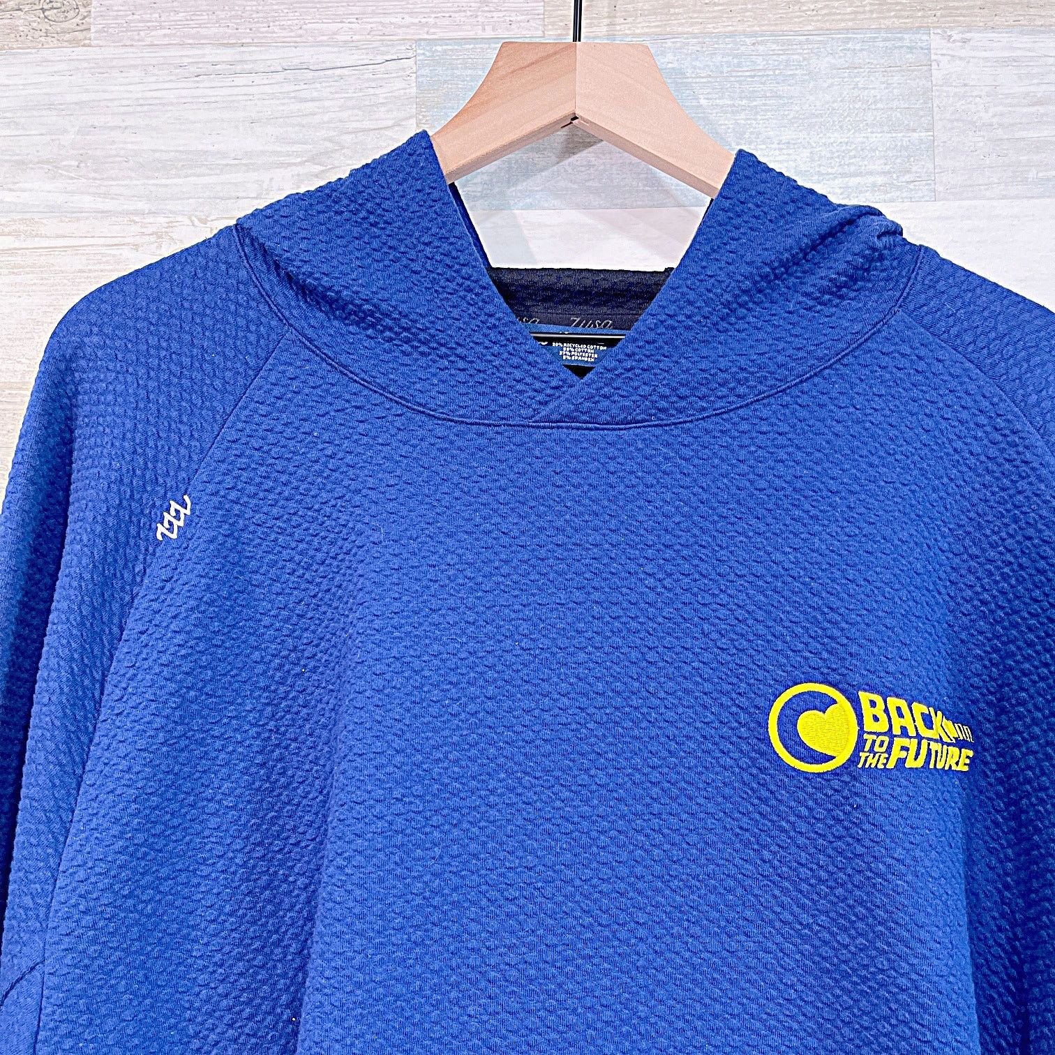 Other Back To The Future Logo Textured Hoodie Blue Mens XL Size US XL / EU 56 / 4 - 2 Thumbnail